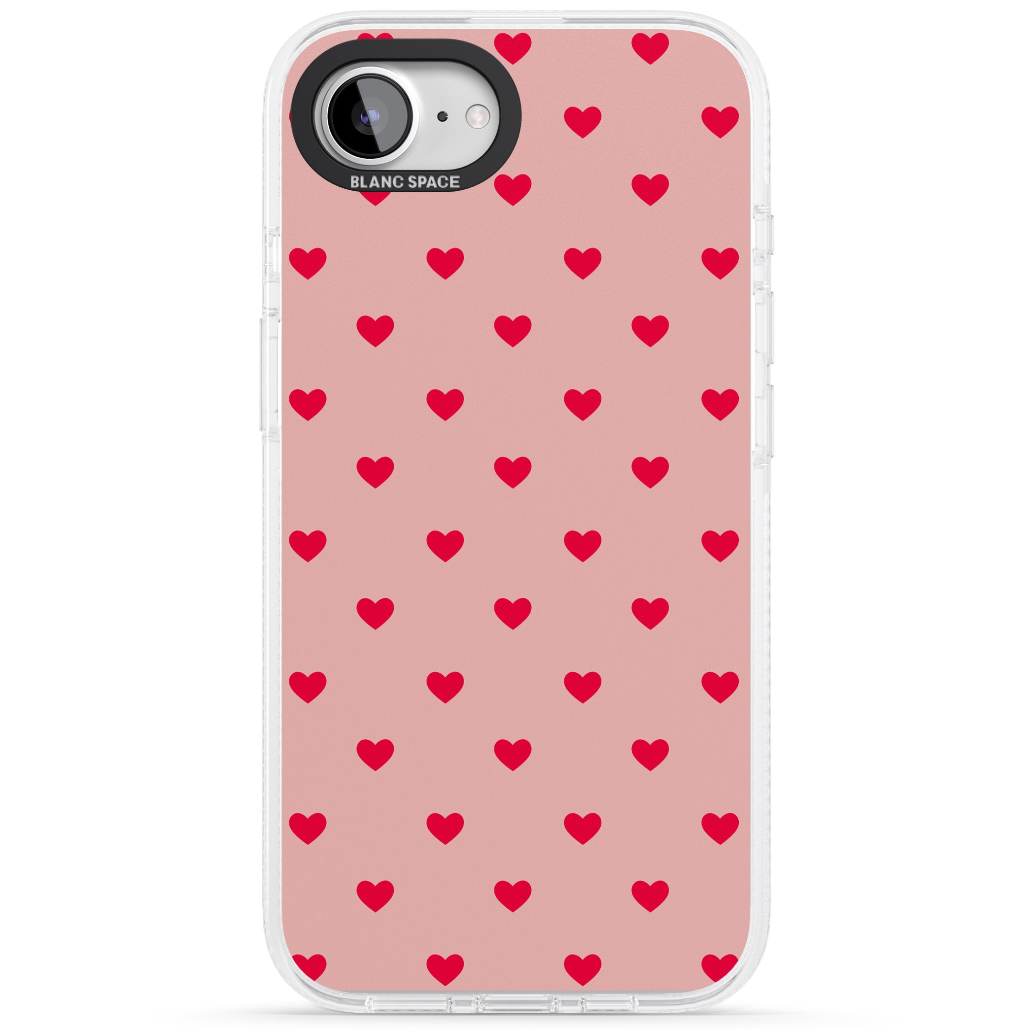 Small Heart Pattern: Red & Pink iPhone 16e Clear Case Impact Air - Blanc Space