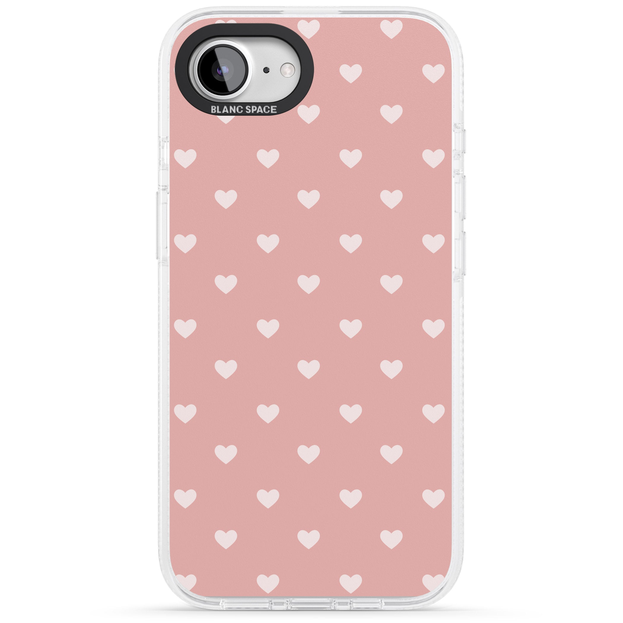 Small Heart Pattern: Pink iPhone 16e Clear Case Impact Air - Blanc Space