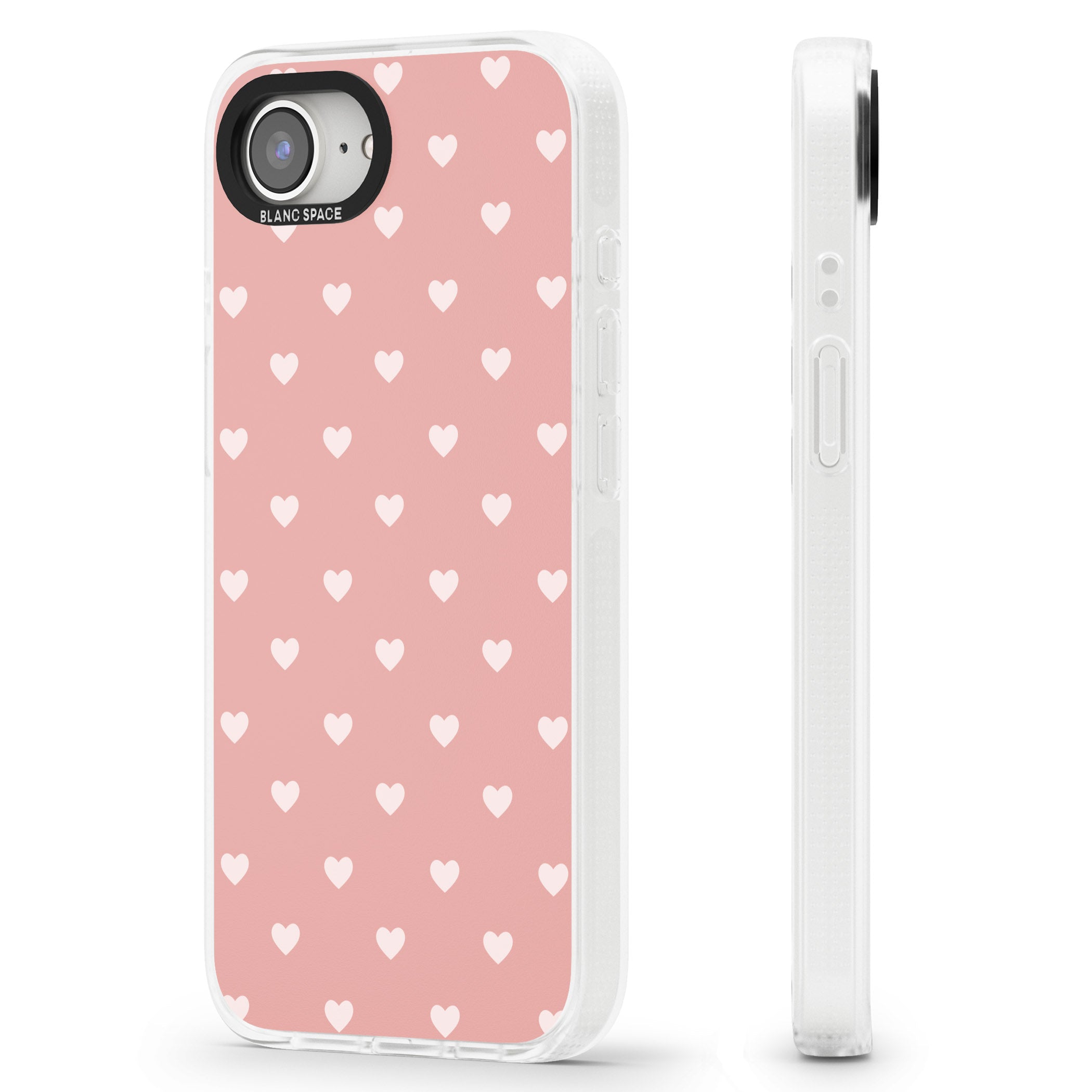 Small Heart Pattern: Pink iPhone 16e Clear Case Impact Air - Blanc Space
