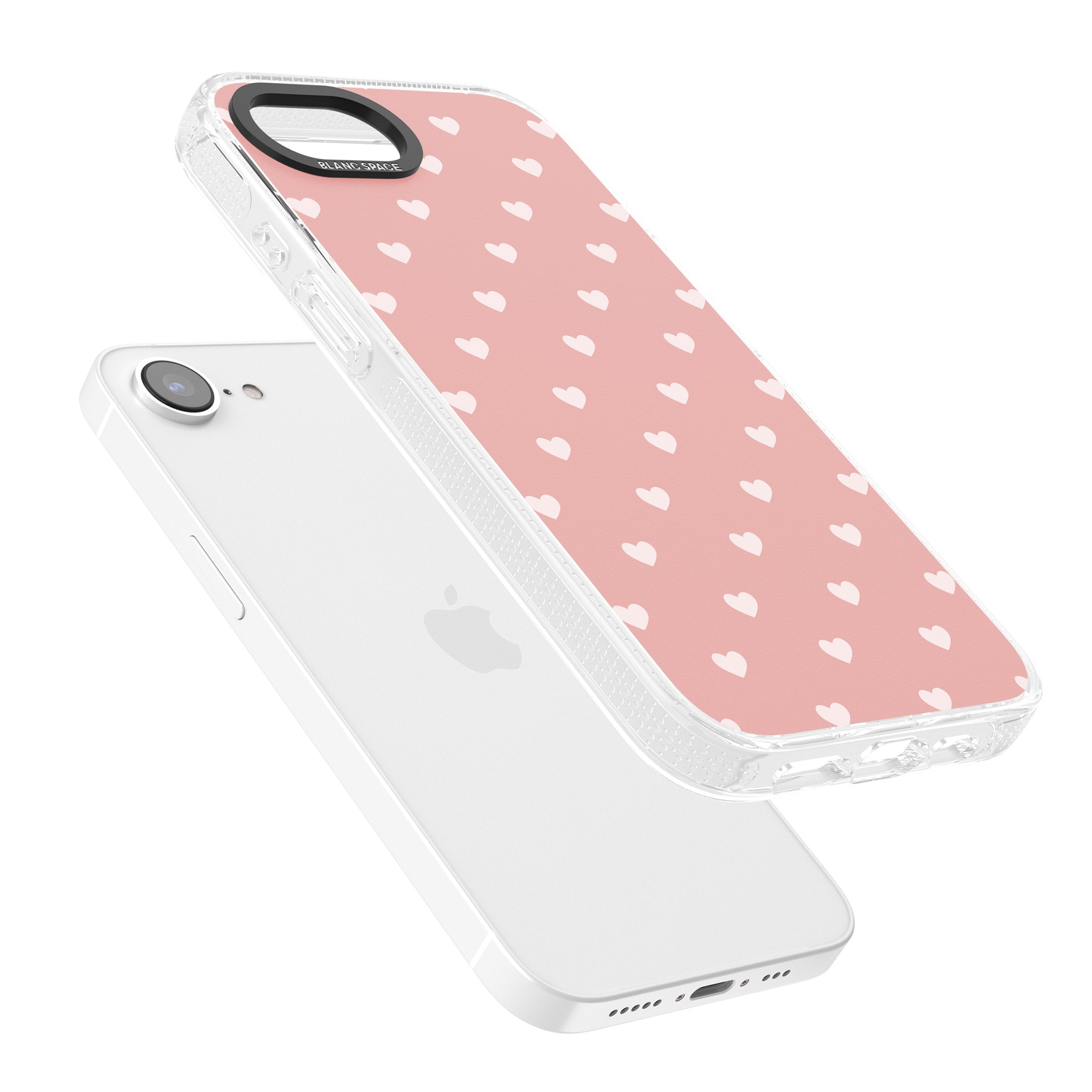 Small Heart Pattern: Pink iPhone 16e Clear Case Impact Air - Blanc Space