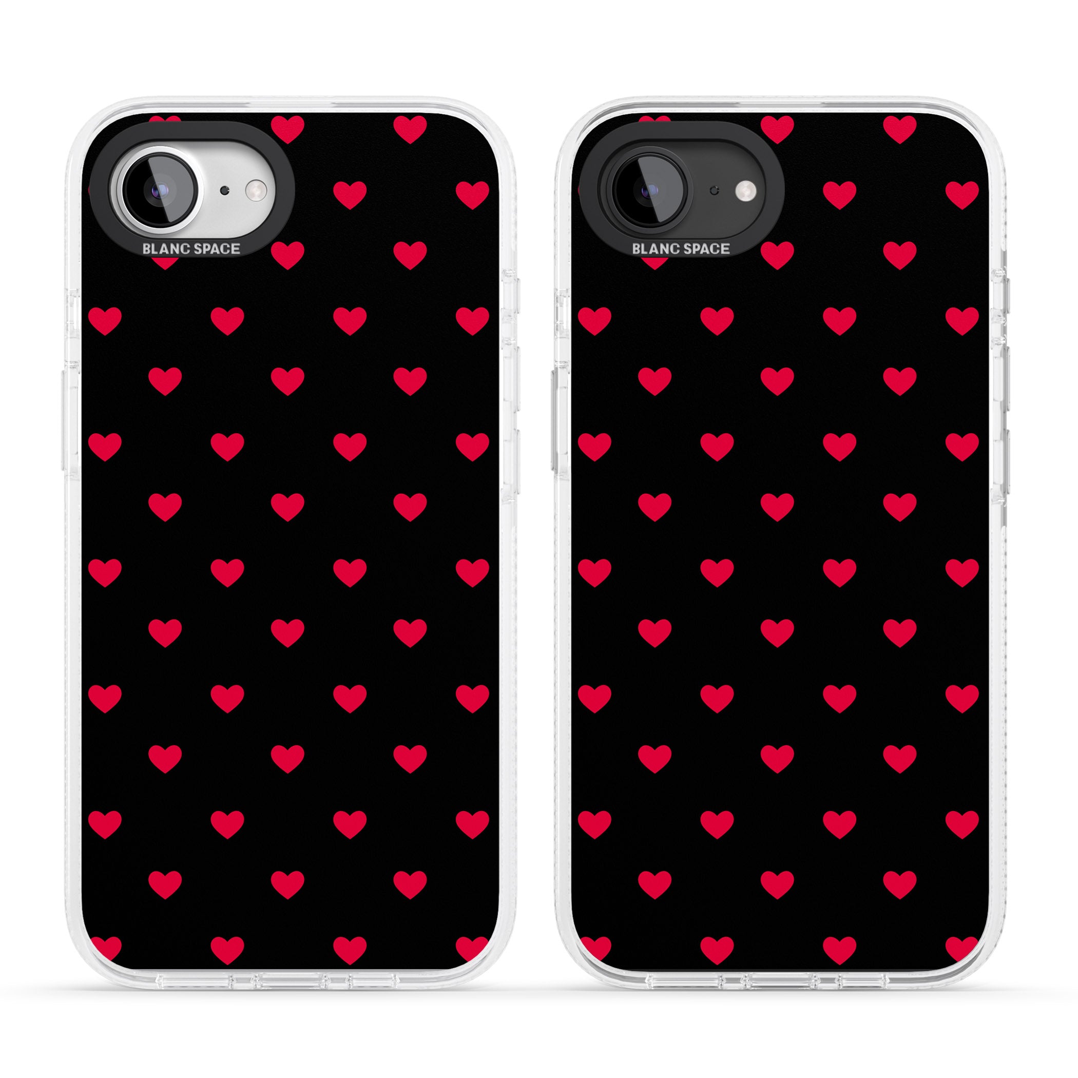 Small Heart Pattern: Red & iPhone 16e Clear Case Impact Air - Blanc Space