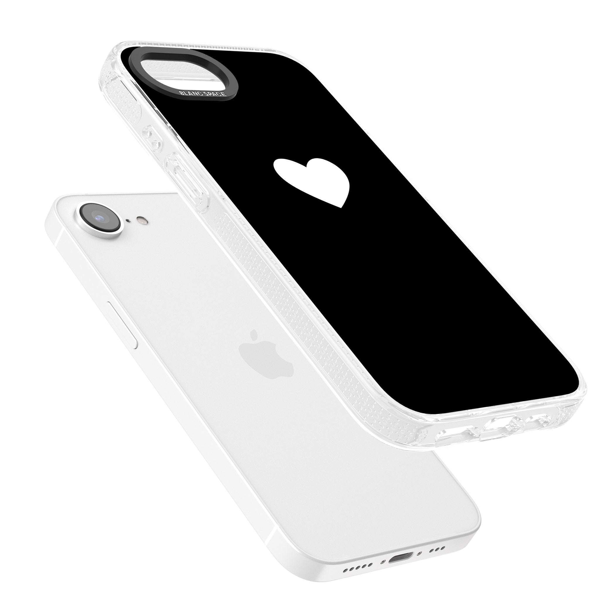 Single Heart Design: White & iPhone 16e Clear Case Impact Air - Blanc Space
