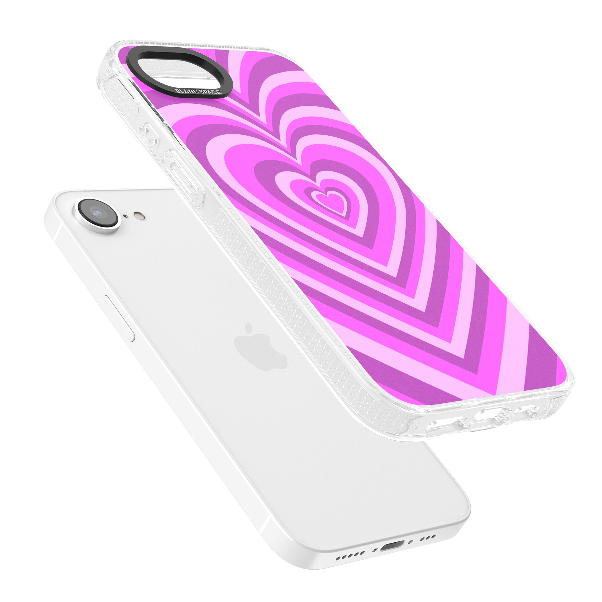 Pink Heart Illusion iPhone 16e Clear Case Impact Air - Blanc Space