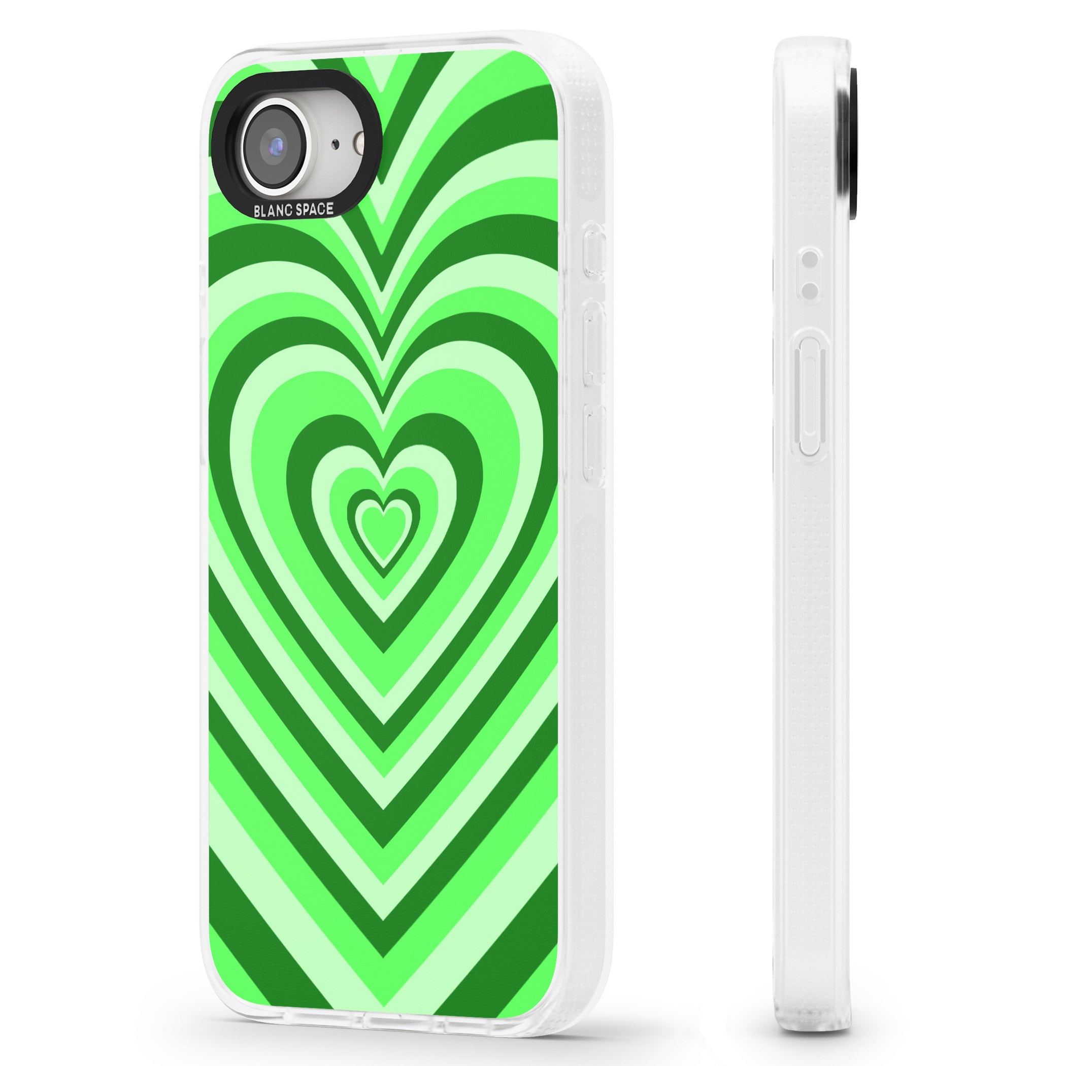 Green Heart Illusion iPhone 16e Clear Case Impact Air - Blanc Space