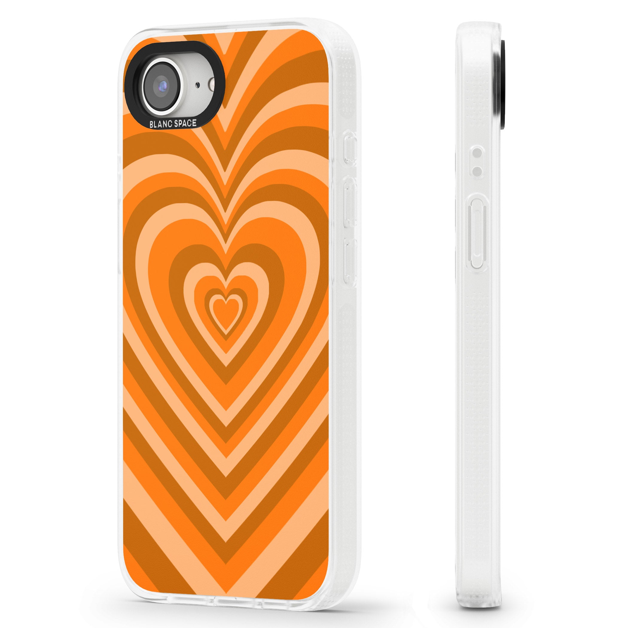 Orange Heart Illusion iPhone 16e Clear Case Impact Air - Blanc Space