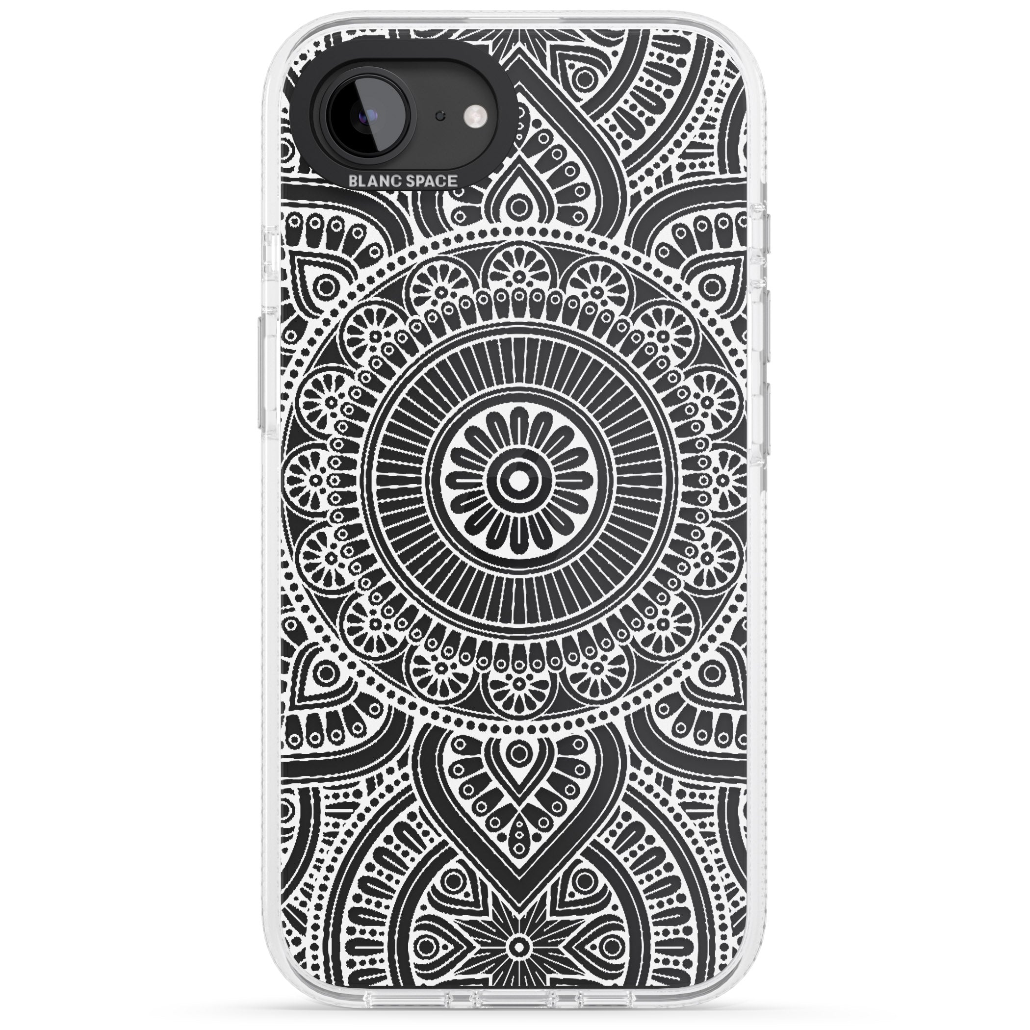 White Henna Flower Wheel iPhone 16e Clear Case Impact Air - Blanc Space
