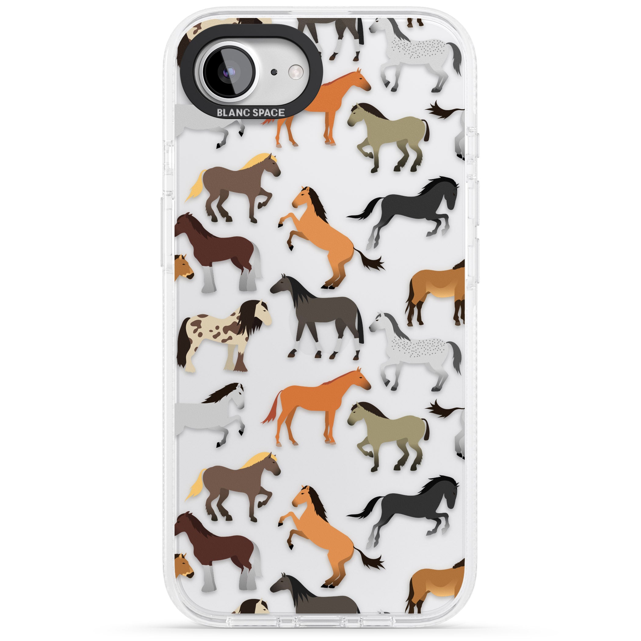 Horse Pattern iPhone 16e Clear Case Impact Air - Blanc Space