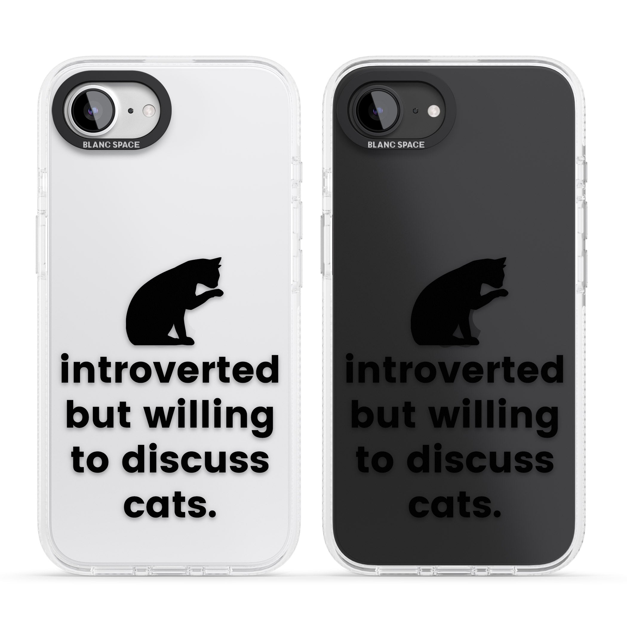 Introverted But Willing To Discuss Cats iPhone 16e Clear Case Impact Air - Blanc Space