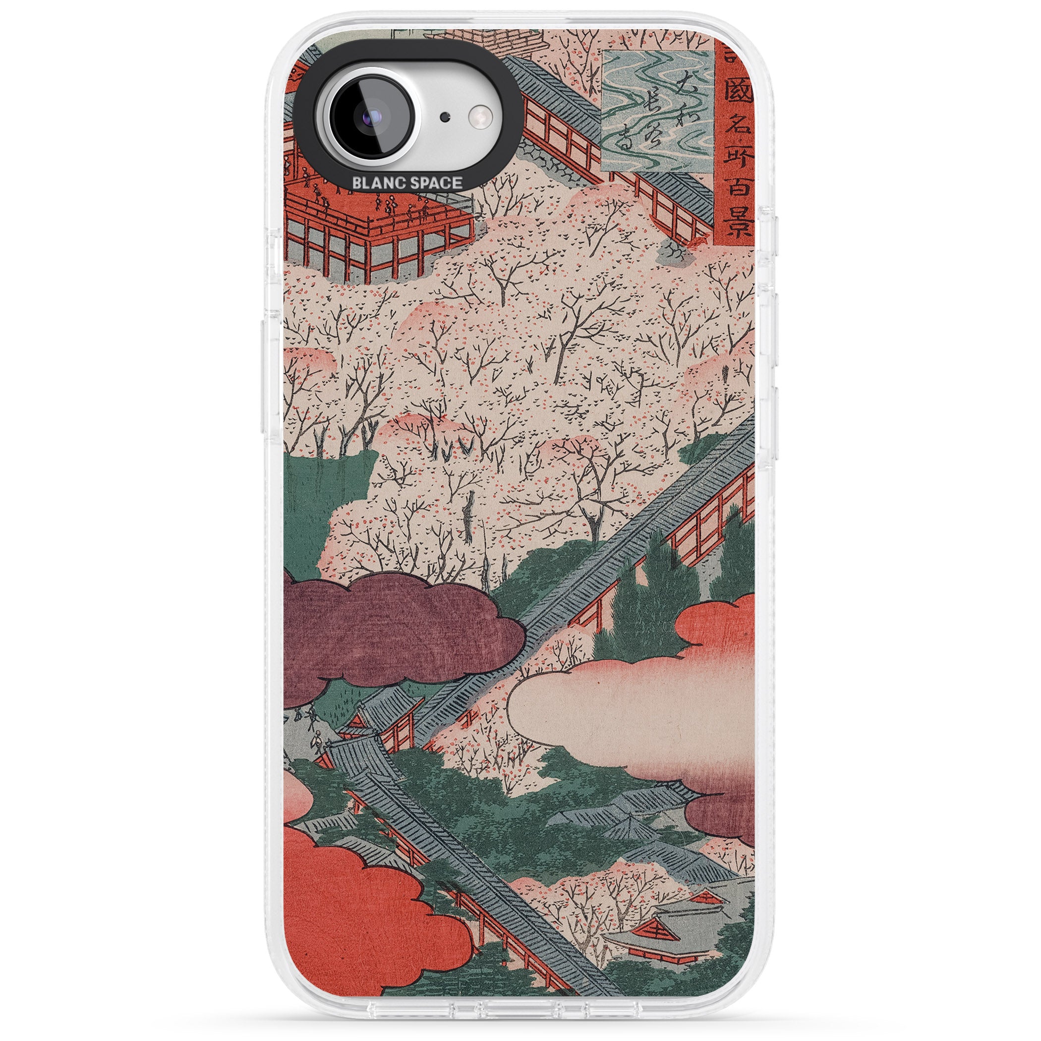 Vintage Japanese Illustrations Japanese City iPhone 16e Clear Case Impact Air - Blanc Space
