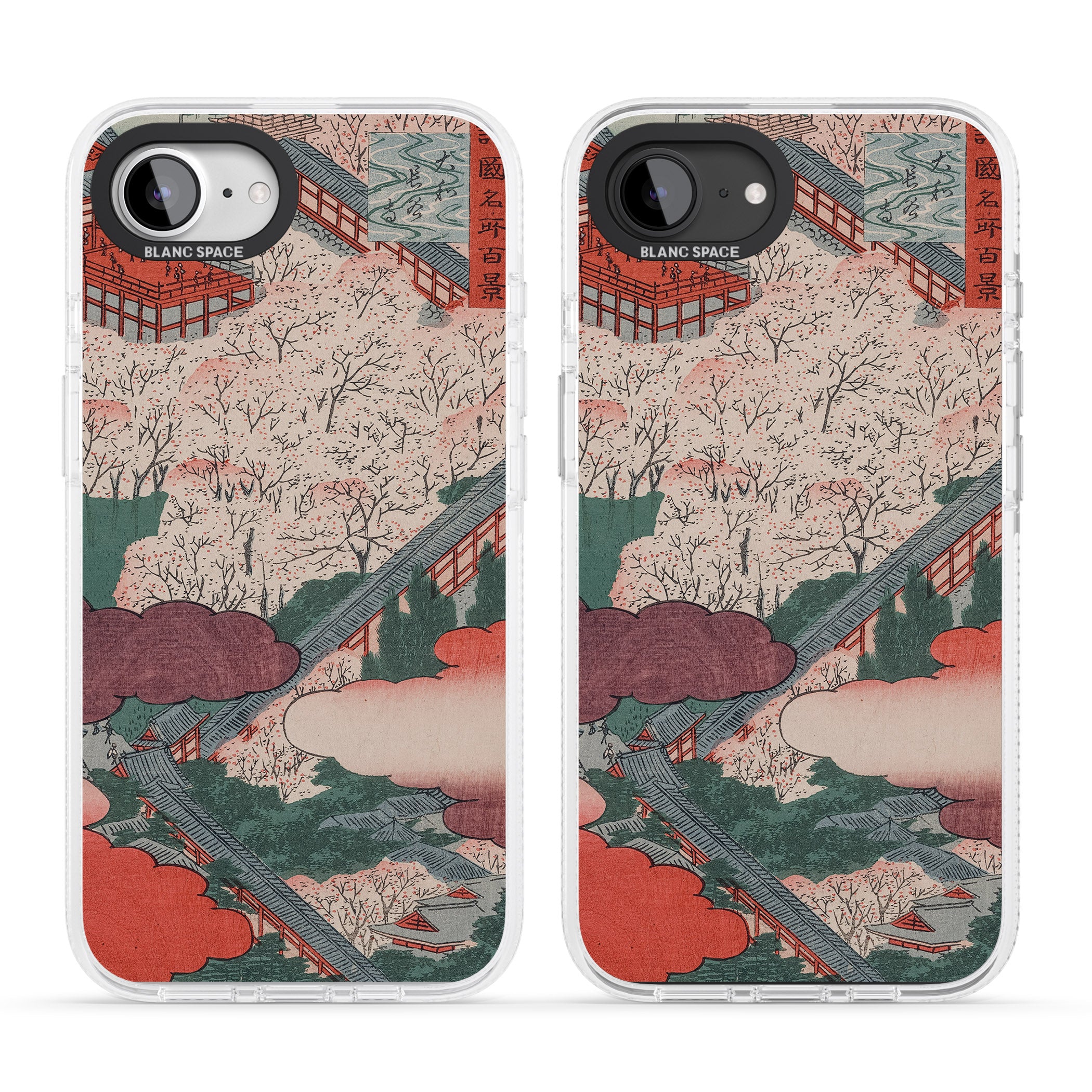 Vintage Japanese Illustrations Japanese City iPhone 16e Clear Case Impact Air - Blanc Space