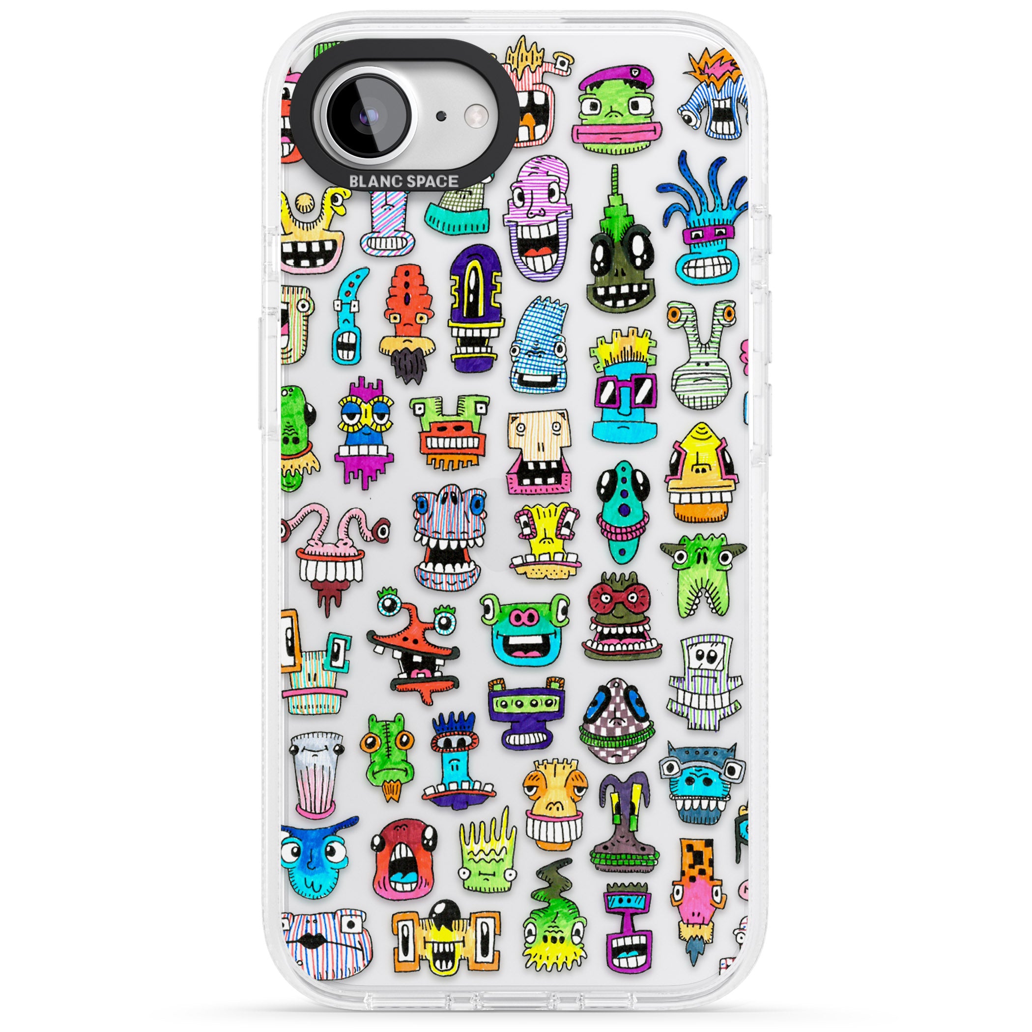 Familiar Faces iPhone 16e Clear Case Impact Air - Blanc Space