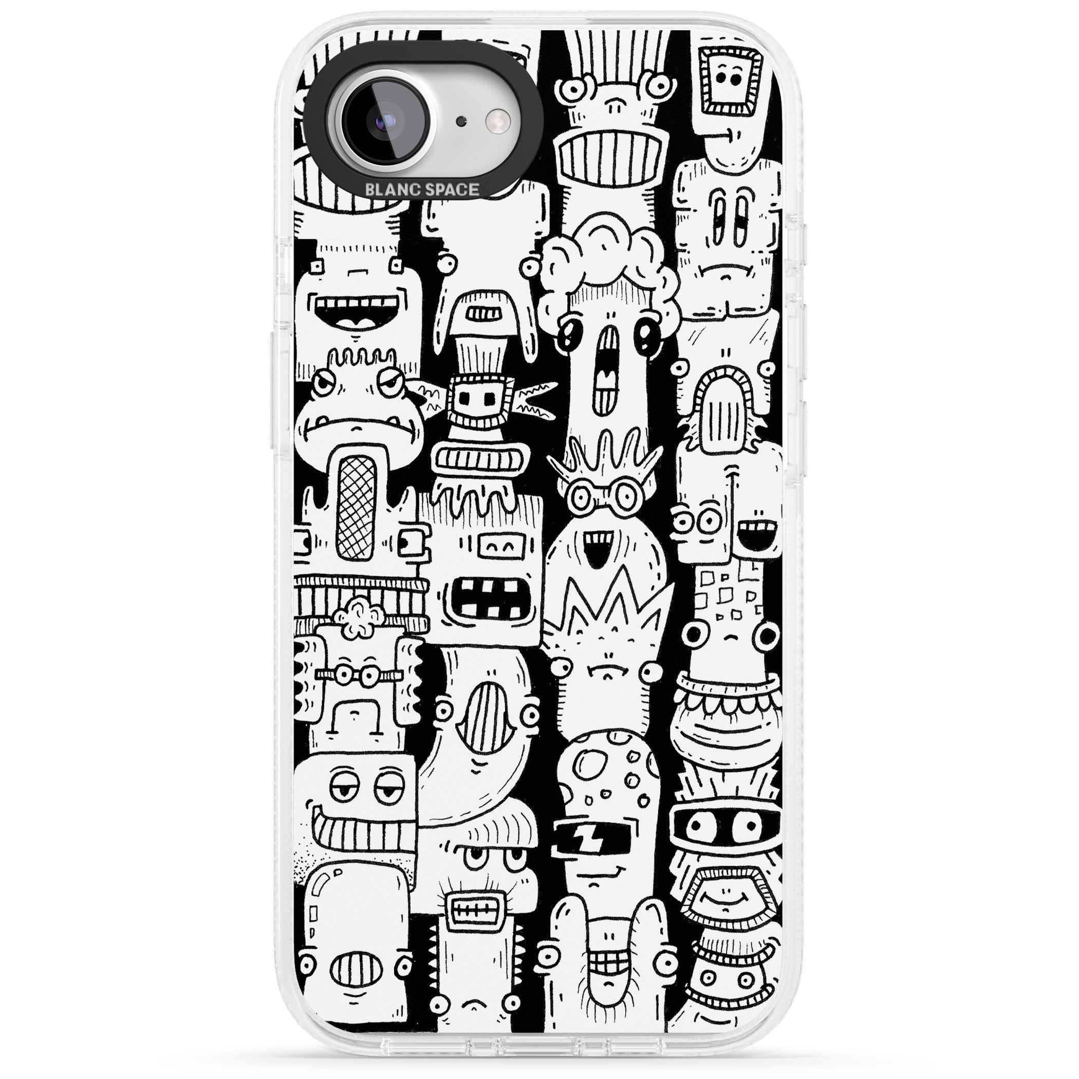 Monochrome Heads iPhone 16e Clear Case Impact Air - Blanc Space