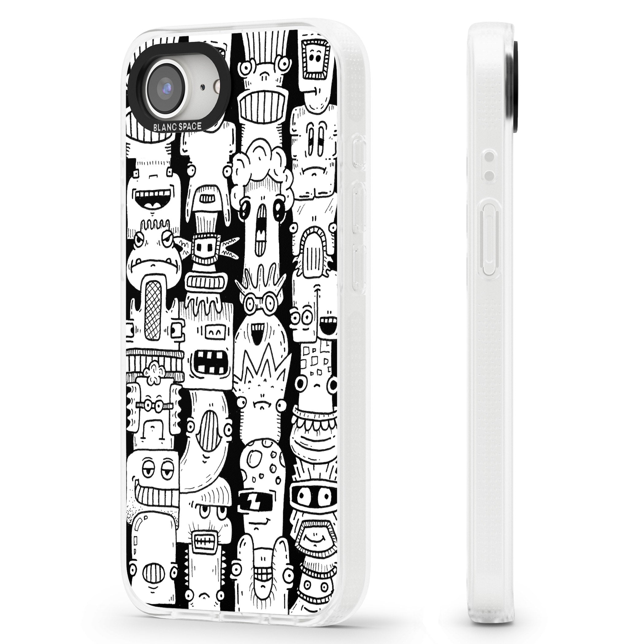 Monochrome Heads iPhone 16e Clear Case Impact Air - Blanc Space