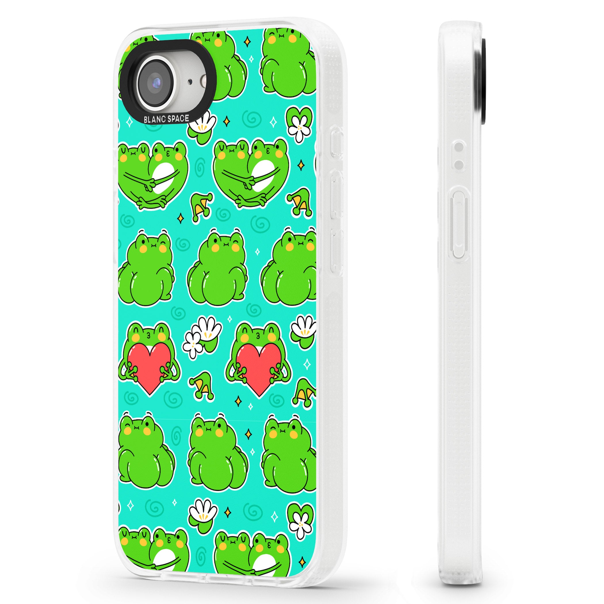 Frog Booty Kawaii Pattern iPhone 16e Clear Case Impact Air - Blanc Space