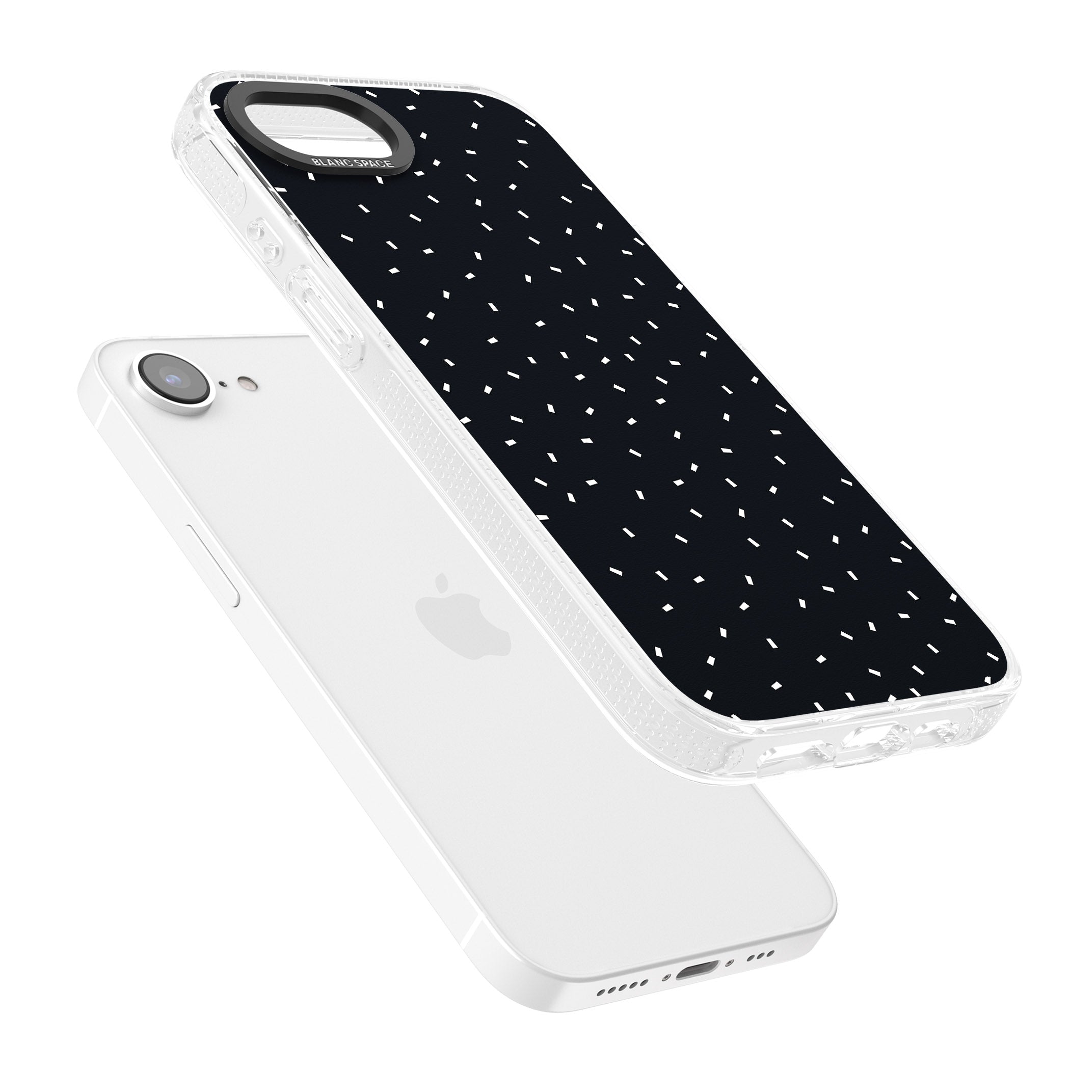 Confetti (Black) iPhone 16e Clear Case Impact Air - Blanc Space