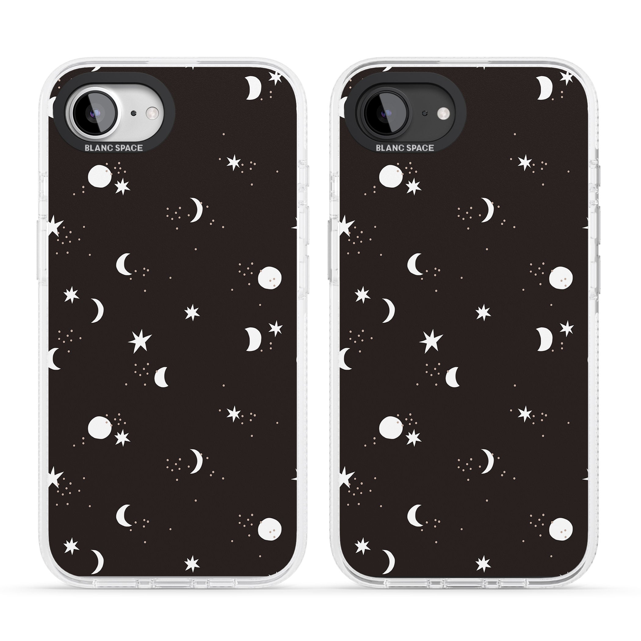 Funky Moons & Stars iPhone 16e Clear Case Impact Air - Blanc Space