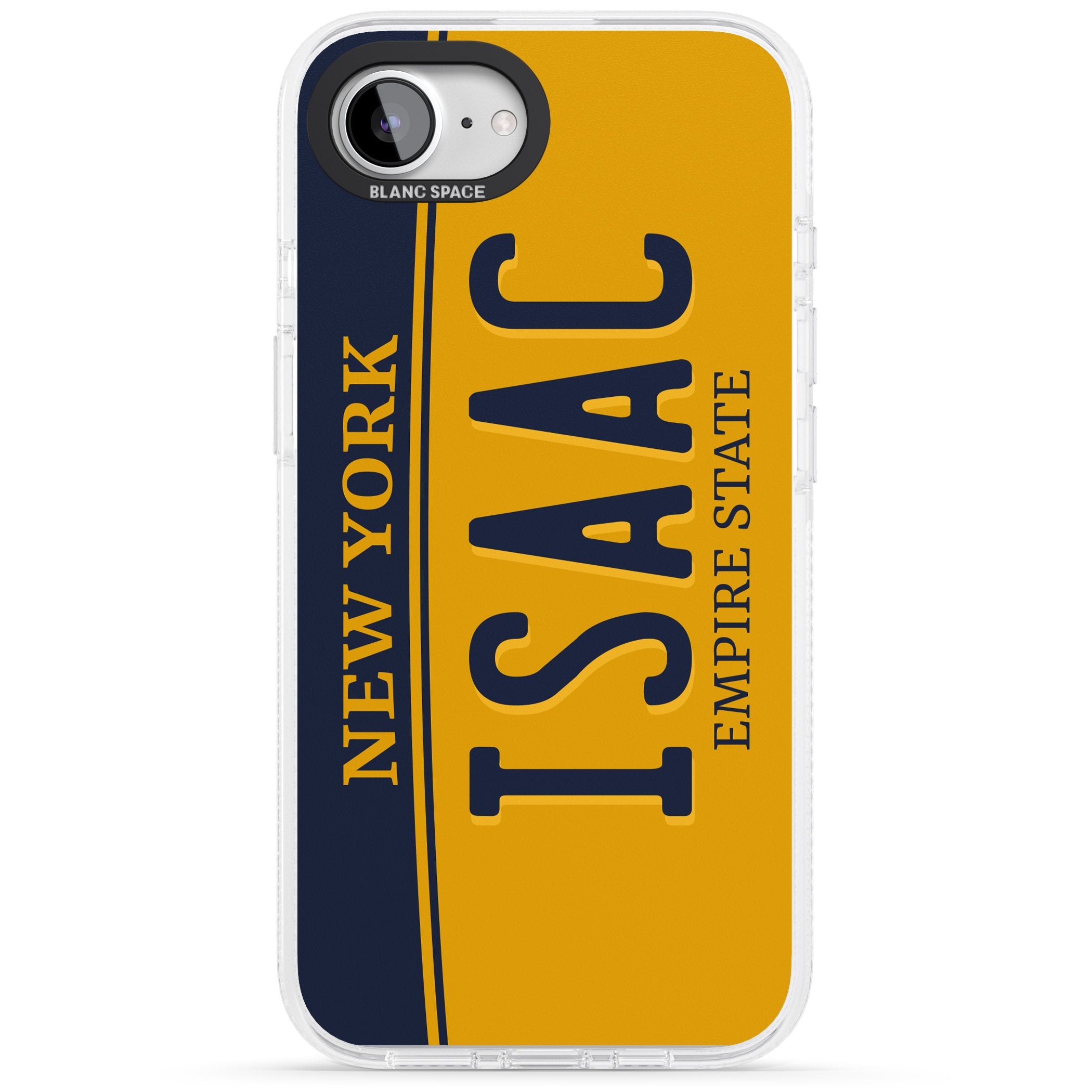 New York License Plate iPhone 16e Clear Case Impact Air - Blanc Space