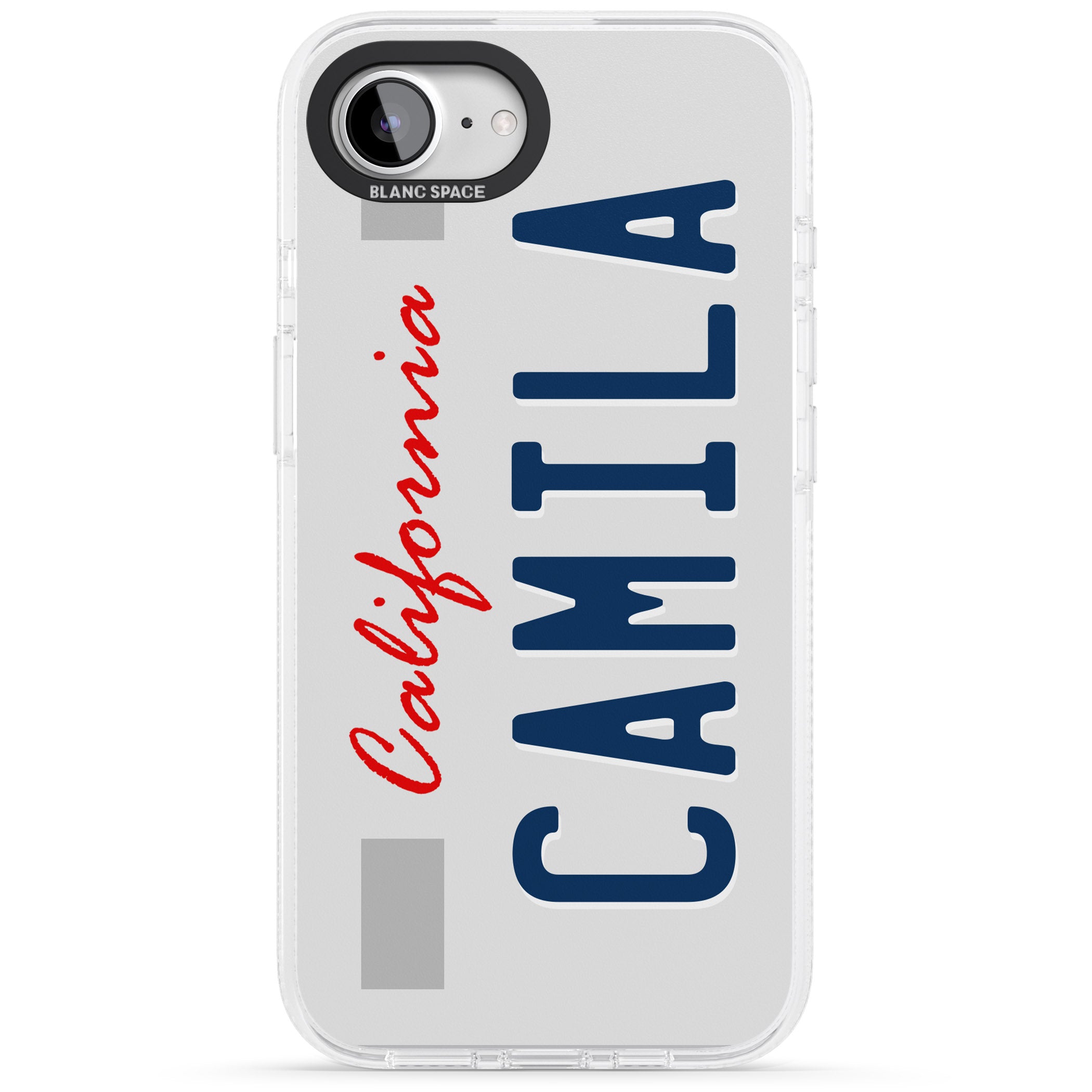 California License Plate iPhone 16e Clear Case Impact Air - Blanc Space
