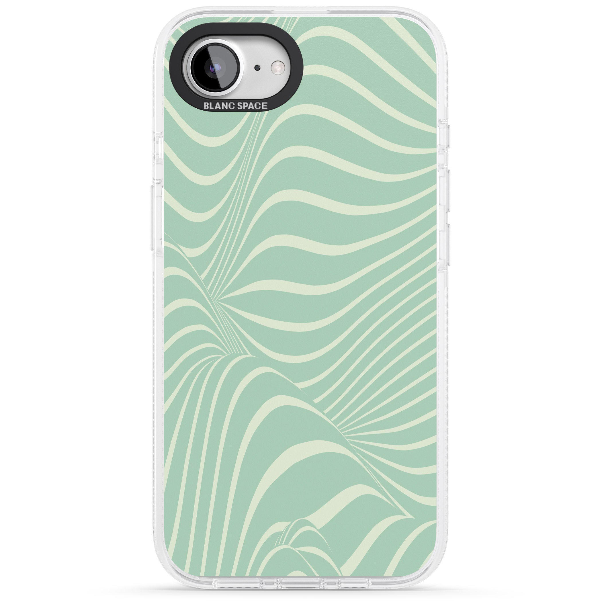 Mint Green Distorted Line iPhone 16e Clear Case Impact Air - Blanc Space