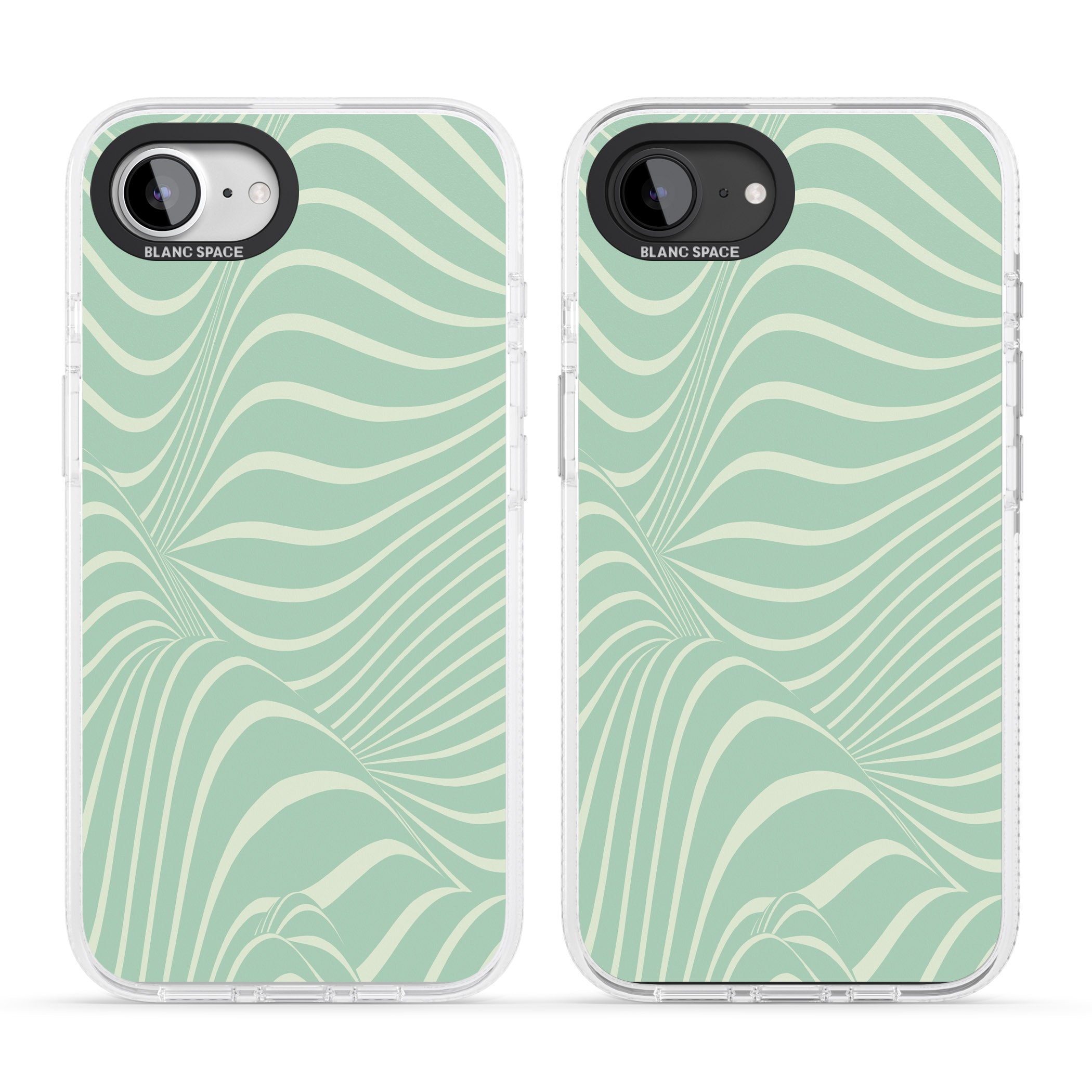 Mint Green Distorted Line iPhone 16e Clear Case Impact Air - Blanc Space