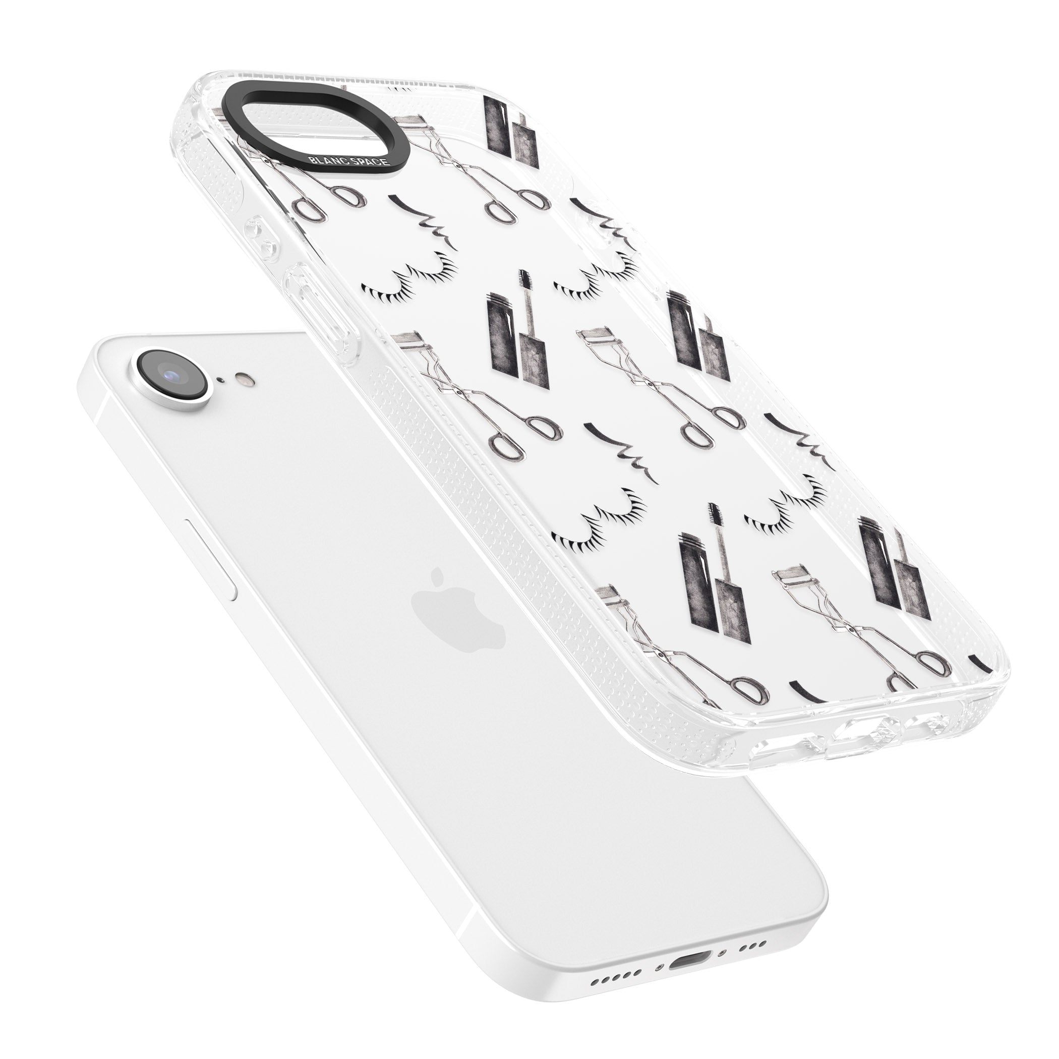 Eyelash Makeup Pattern iPhone 16e Clear Case Impact Air - Blanc Space