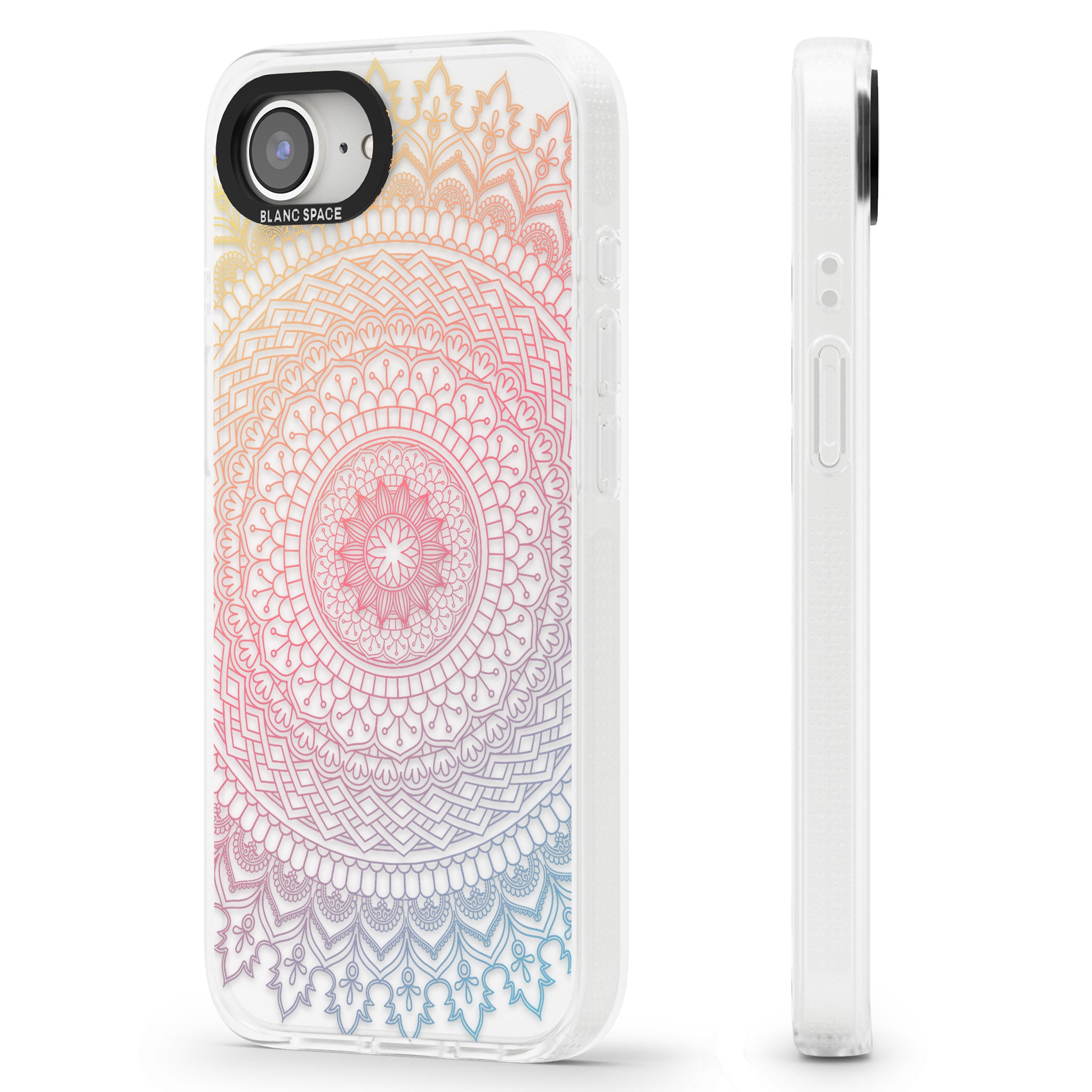 Large Rainbow Mandala iPhone 16e Clear Case Impact Air - Blanc Space