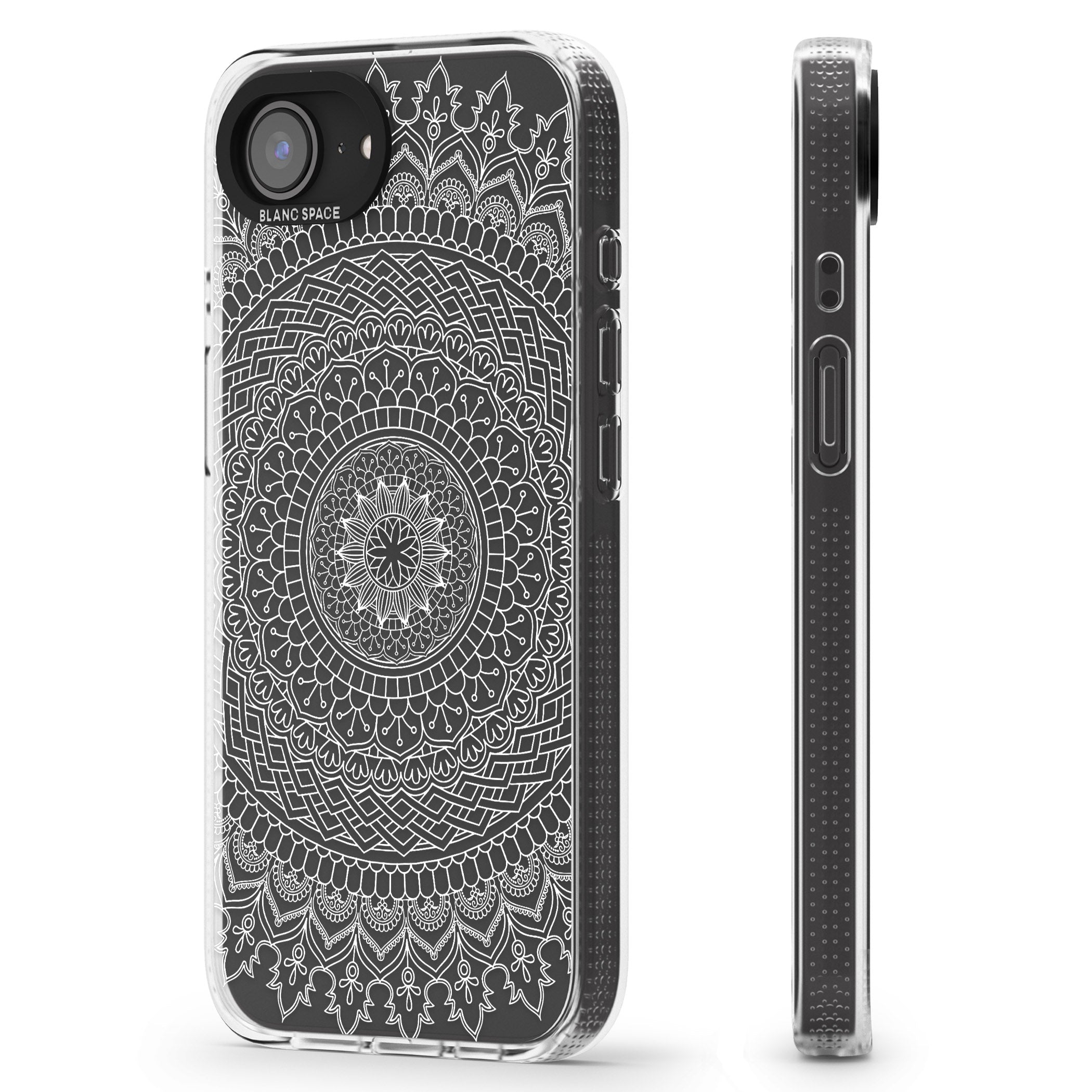 Large White Mandala Design iPhone 16e Clear Case Impact Air - Blanc Space