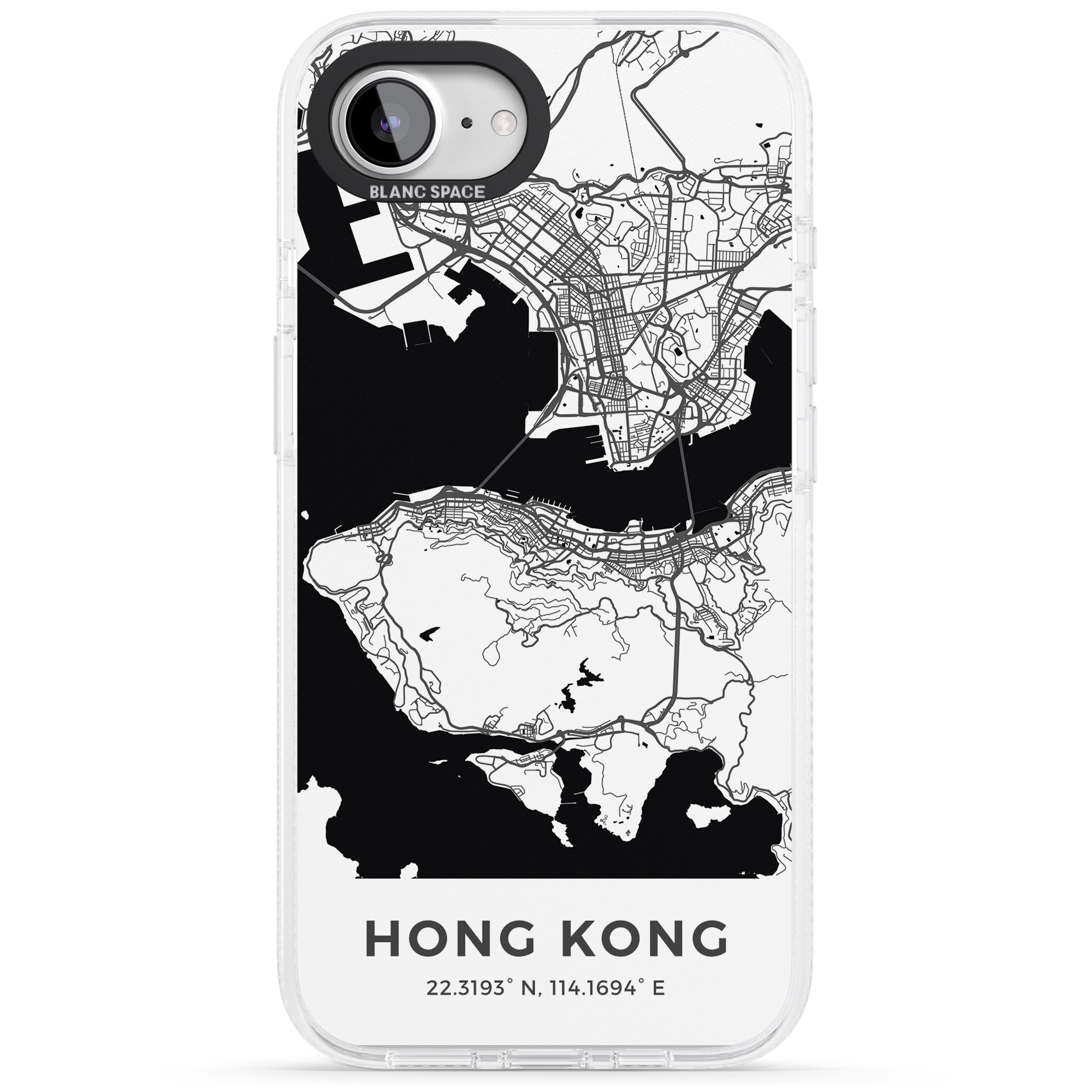 Map of Hong Kong iPhone 16e Clear Case Impact Air - Blanc Space