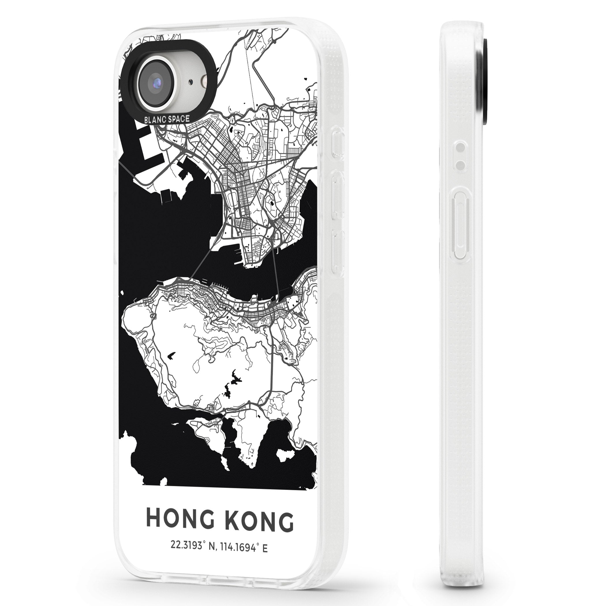 Map of Hong Kong iPhone 16e Clear Case Impact Air - Blanc Space