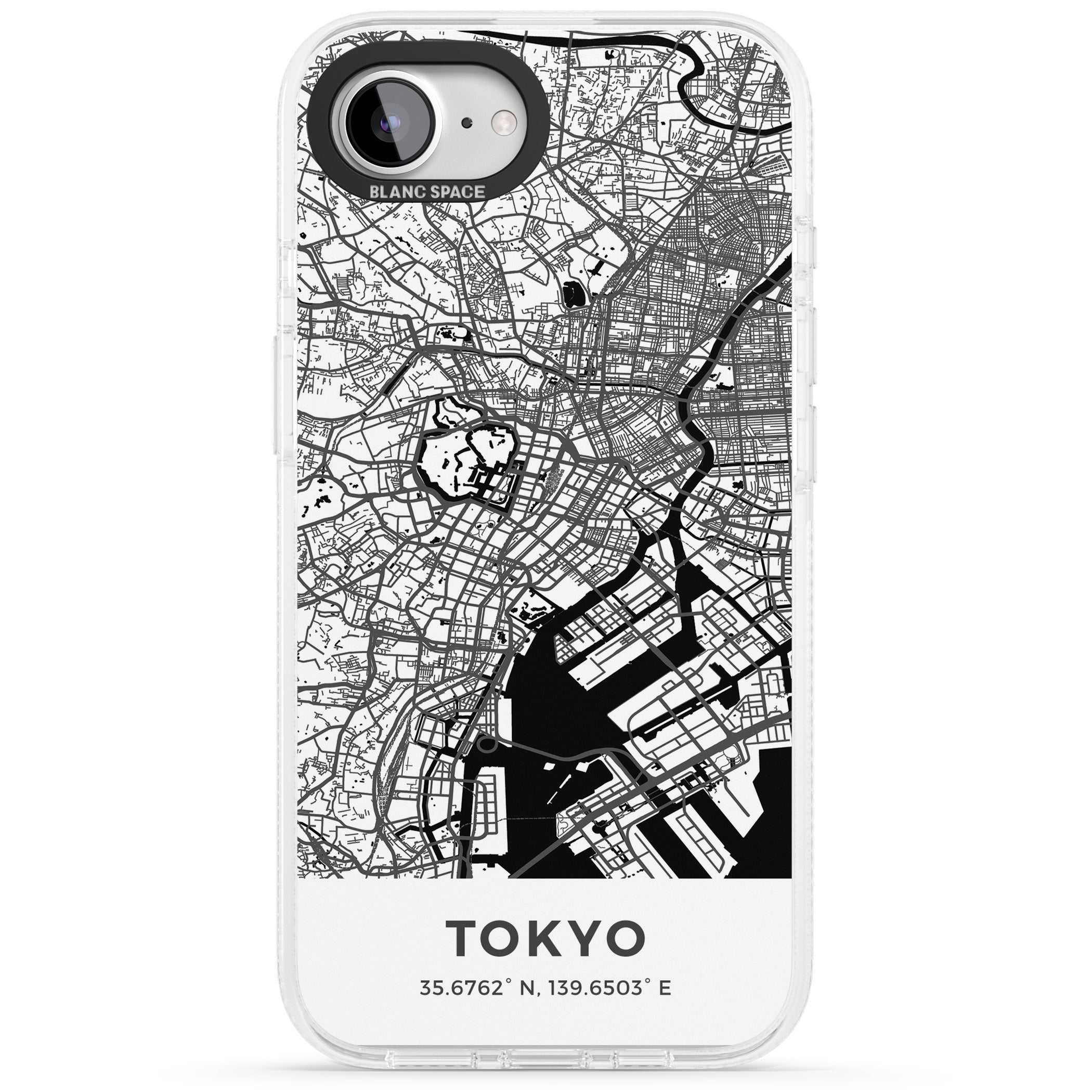 Map of Tokyo, Japan iPhone 16e Clear Case Impact Air - Blanc Space