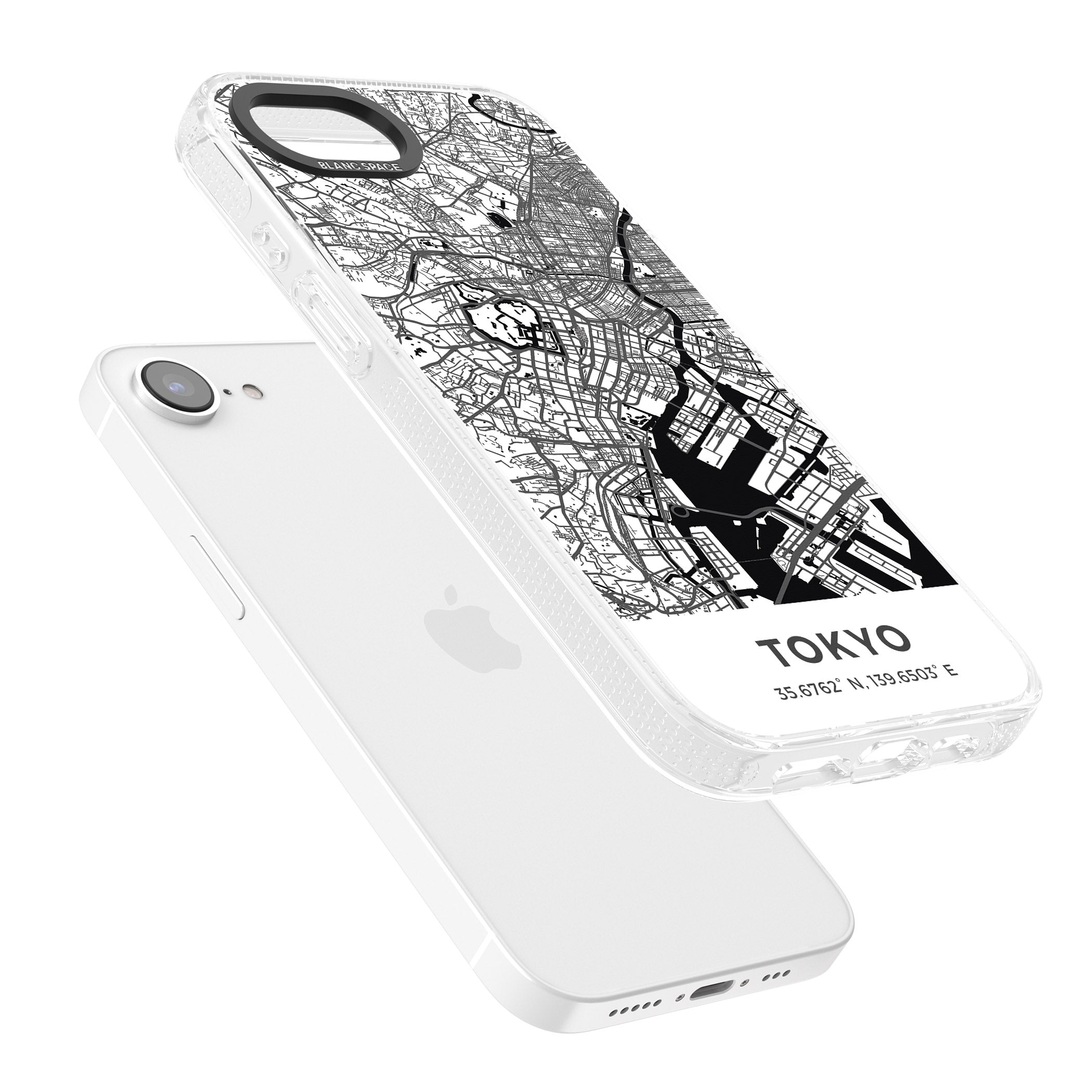 Map of Tokyo, Japan iPhone 16e Clear Case Impact Air - Blanc Space