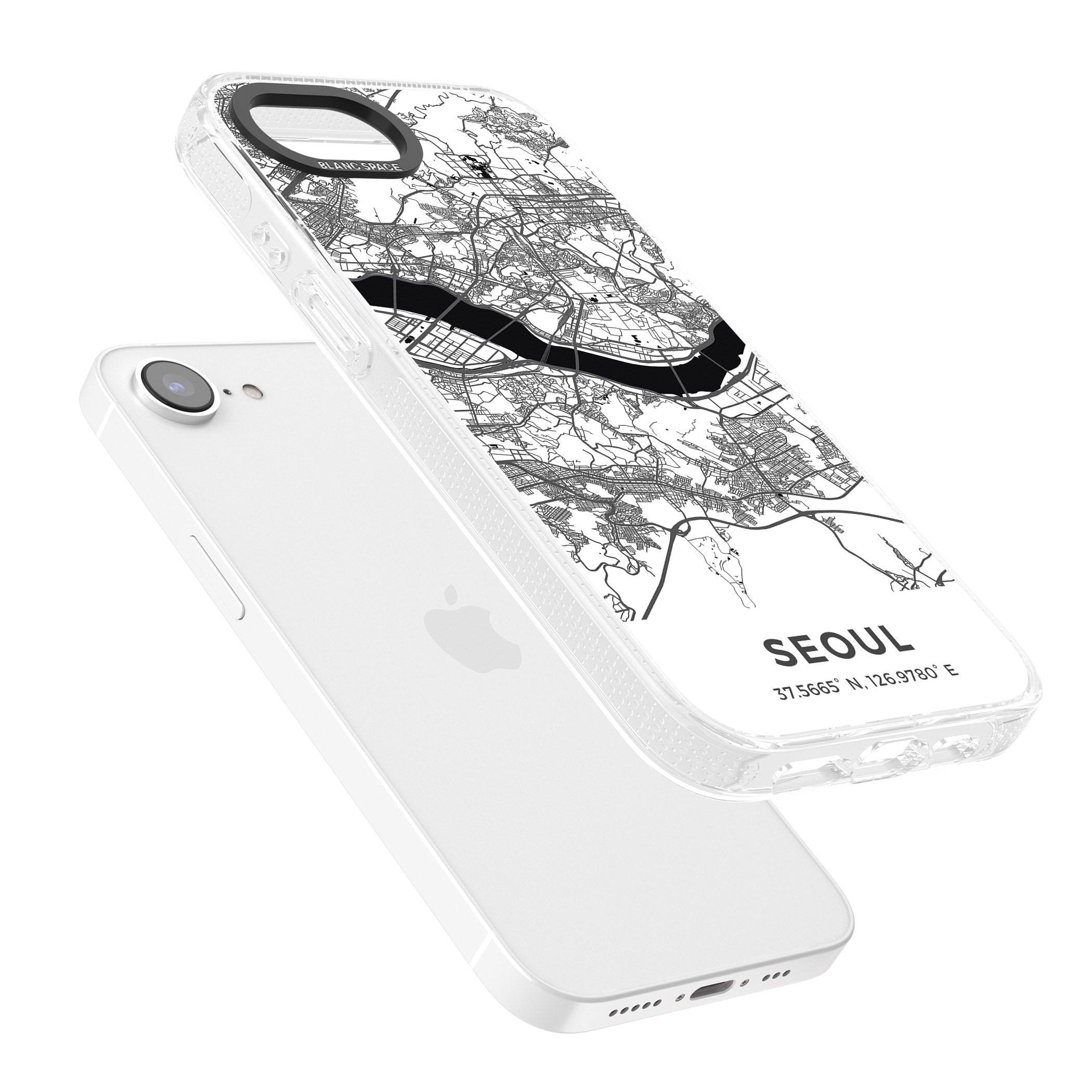 Map of Seoul, South Korea iPhone 16e Clear Case Impact Air - Blanc Space