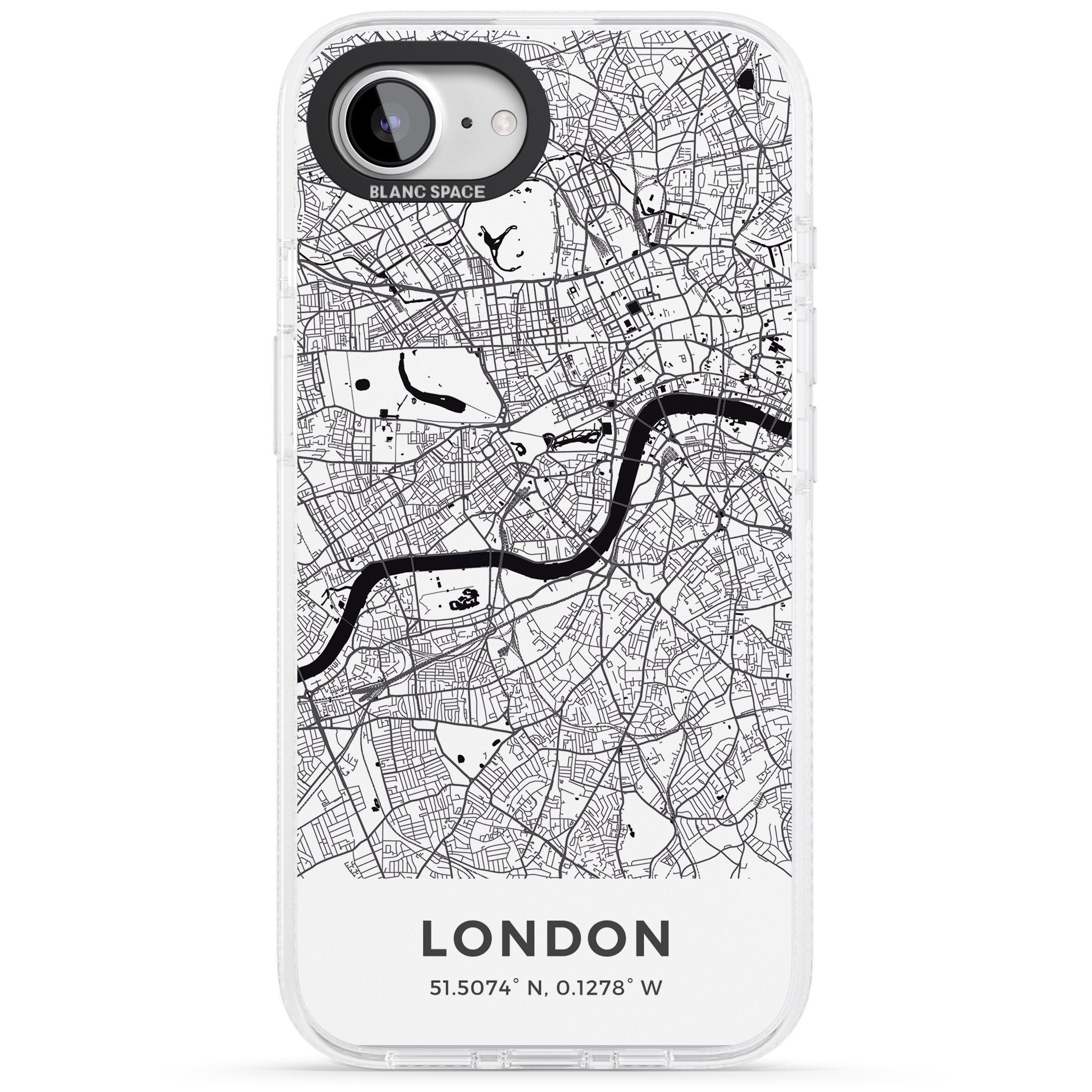 Map of London, England iPhone 16e Clear Case Impact Air - Blanc Space
