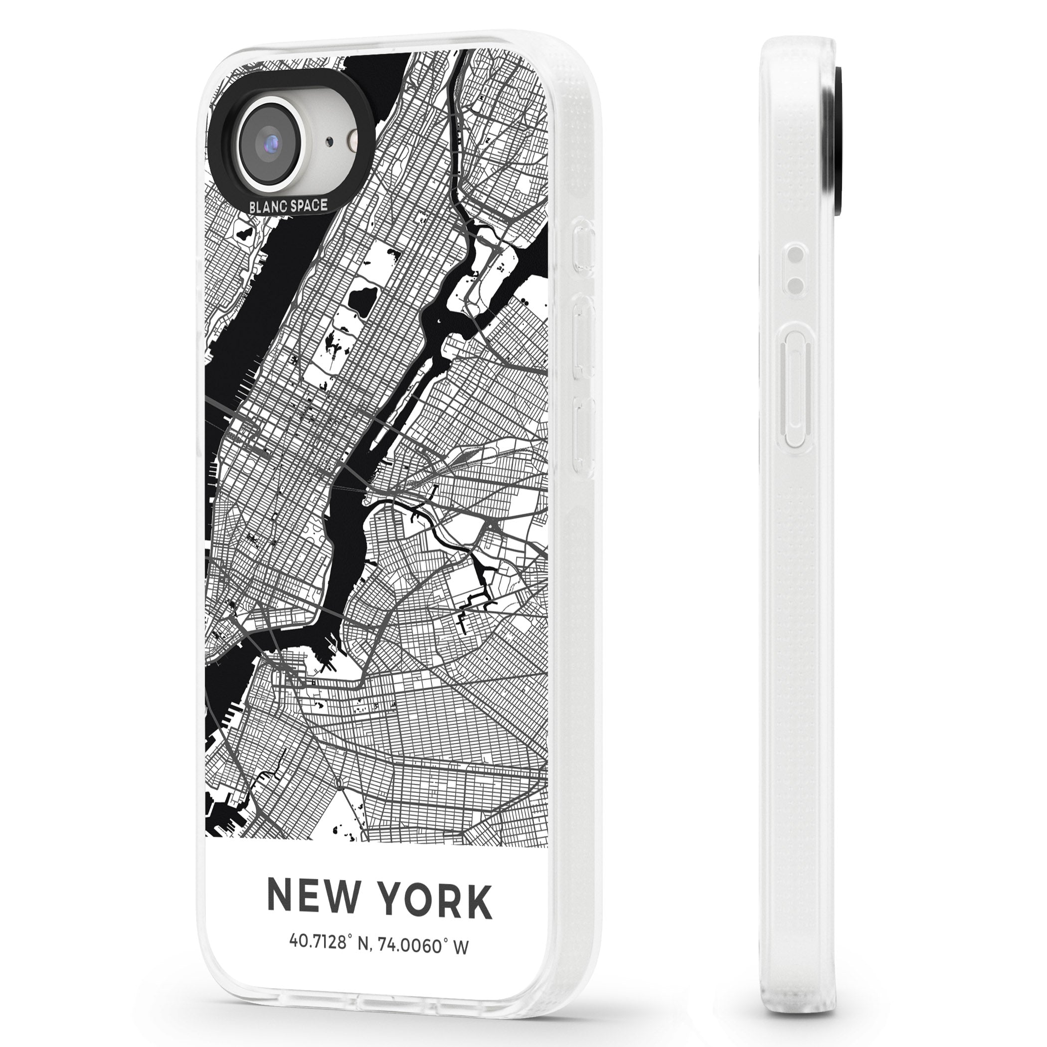 Map of New York, New York iPhone 16e Clear Case Impact Air - Blanc Space