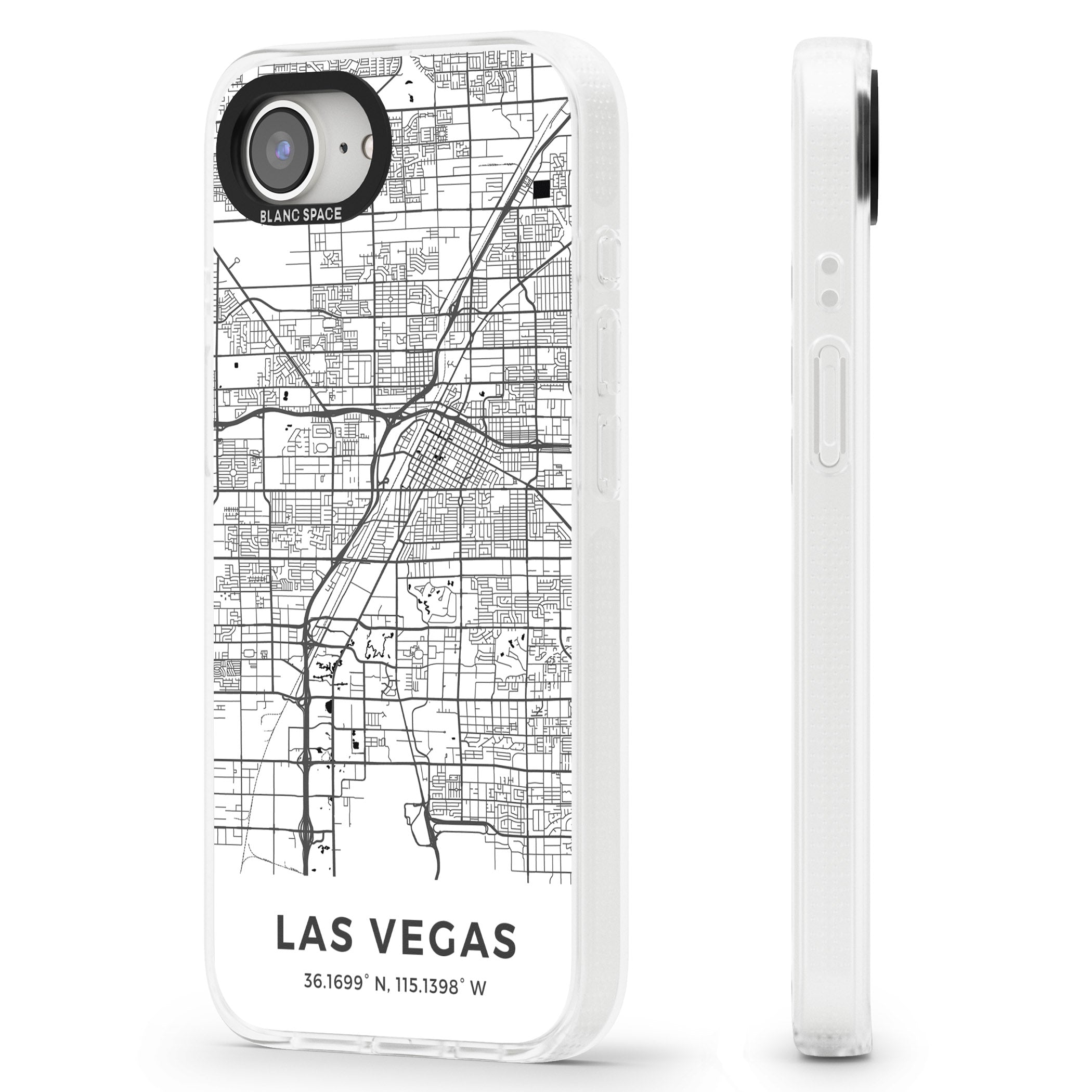 Map of Las Vegas, Nevada iPhone 16e Clear Case Impact Air - Blanc Space