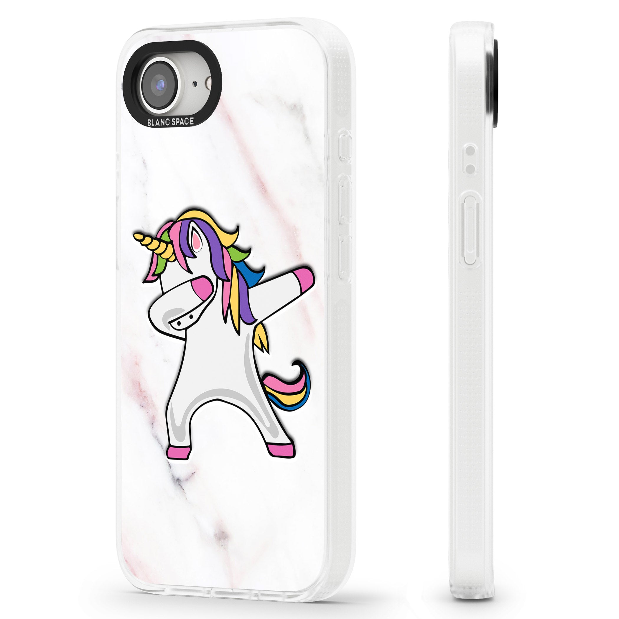 Designer Marble Unicorn Dab iPhone 16e Clear Case Impact Air - Blanc Space