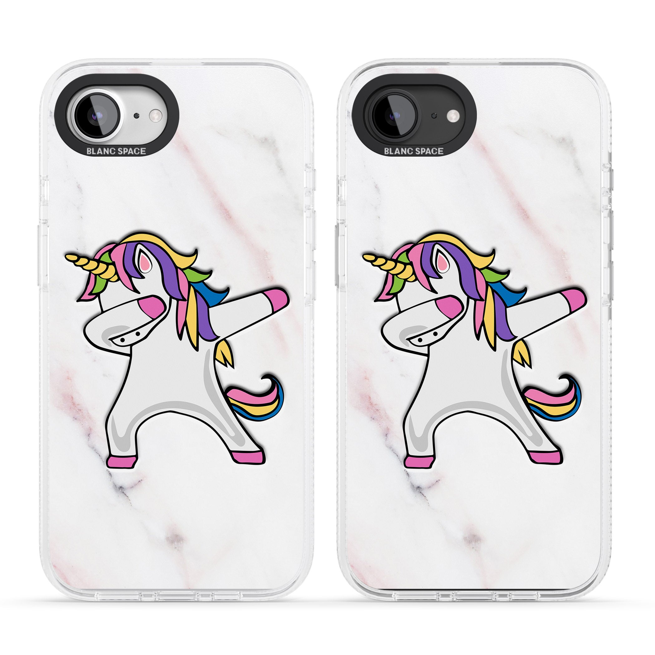 Designer Marble Unicorn Dab iPhone 16e Clear Case Impact Air - Blanc Space