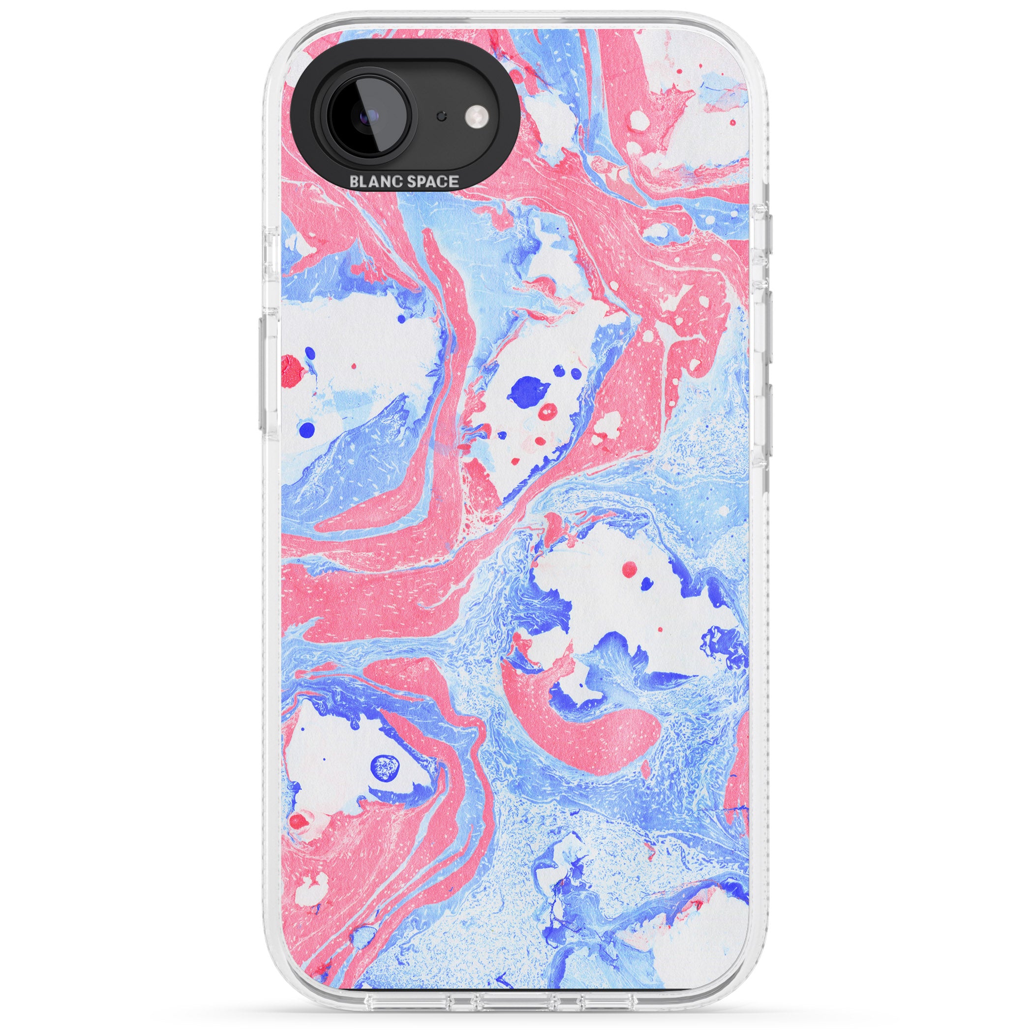 Pink, Blue & White Marbled Paper Pattern iPhone 16e Clear Case Impact Air - Blanc Space