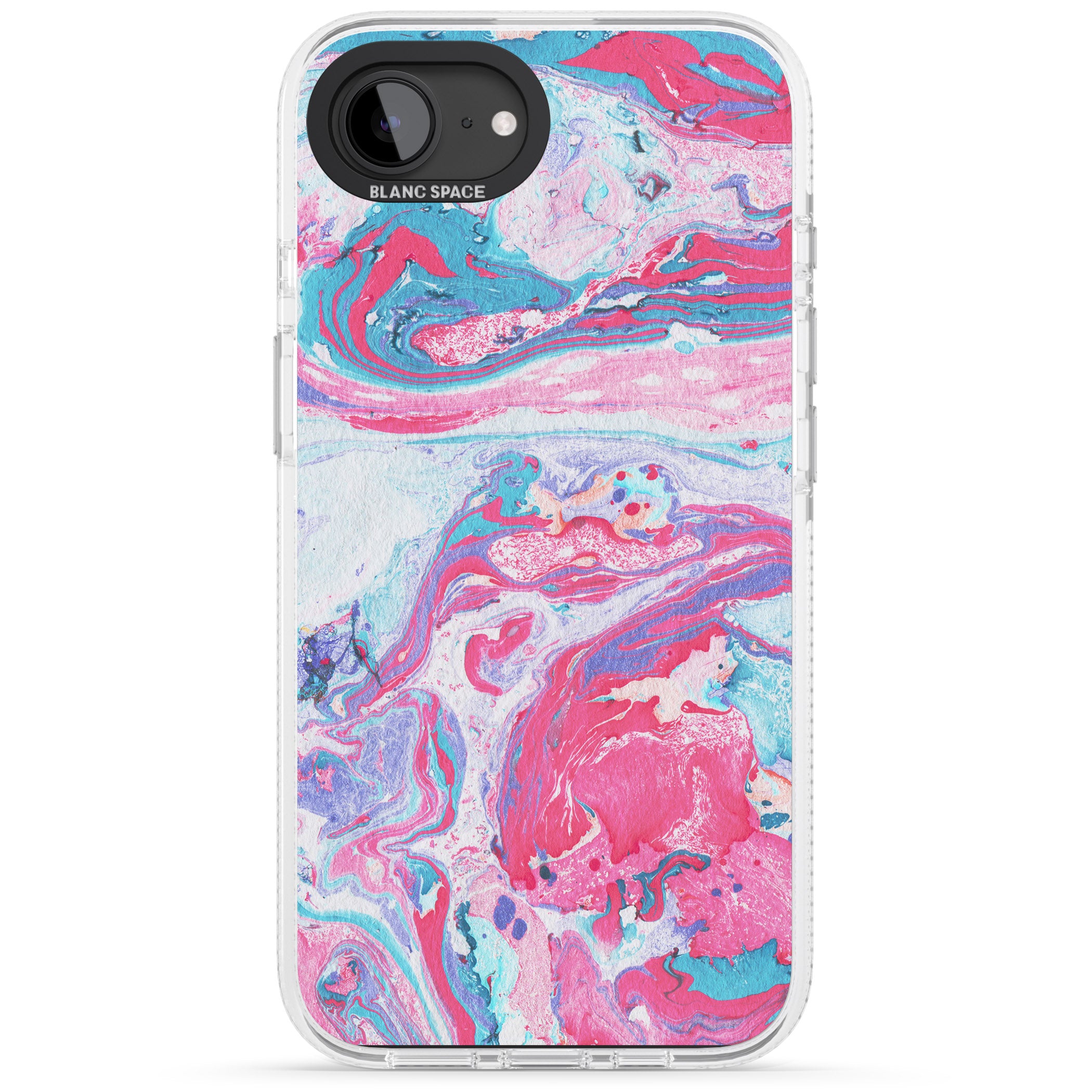 Pink, Blue & Purple Marbled Paper Pattern iPhone 16e Clear Case Impact Air - Blanc Space