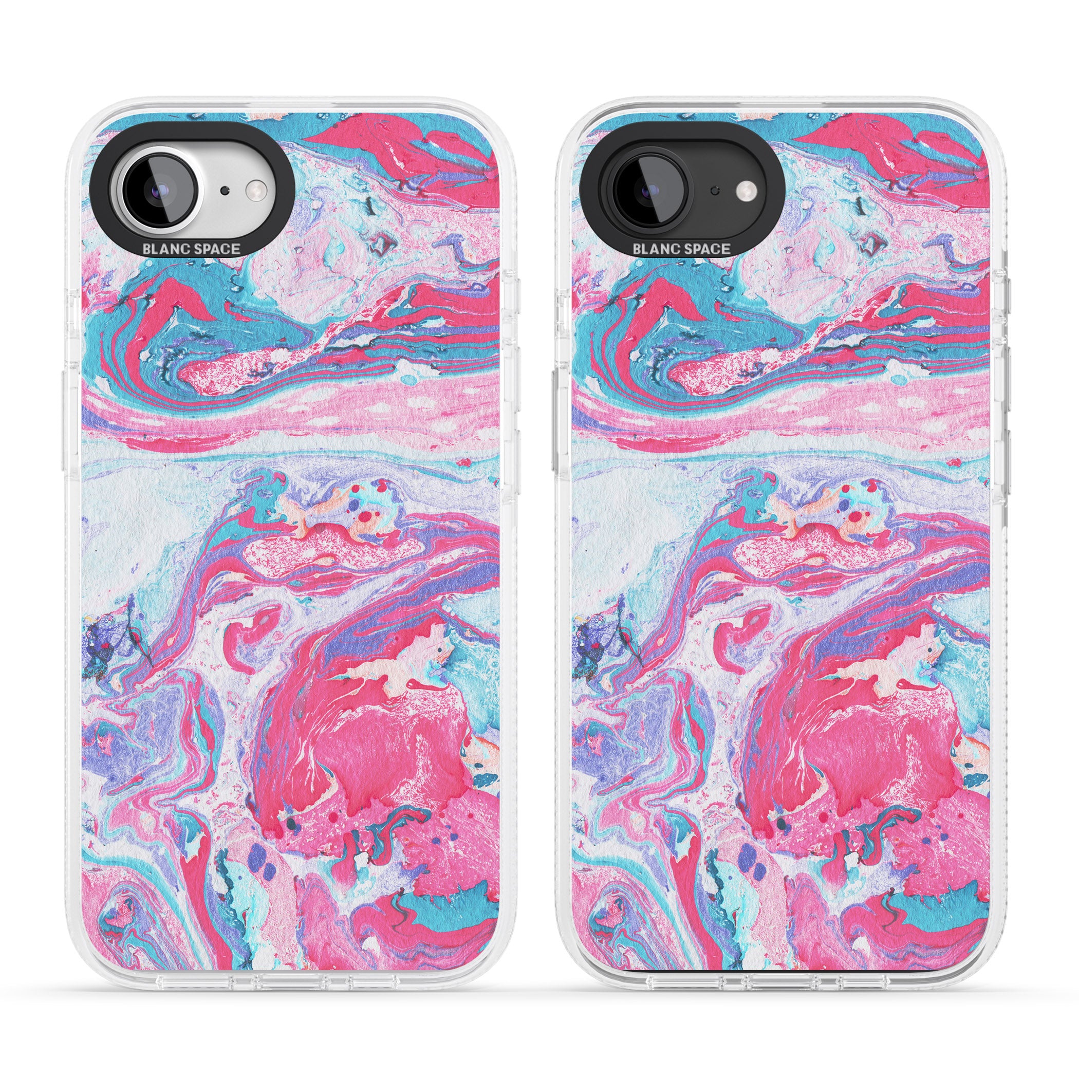 Pink, Blue & Purple Marbled Paper Pattern iPhone 16e Clear Case Impact Air - Blanc Space