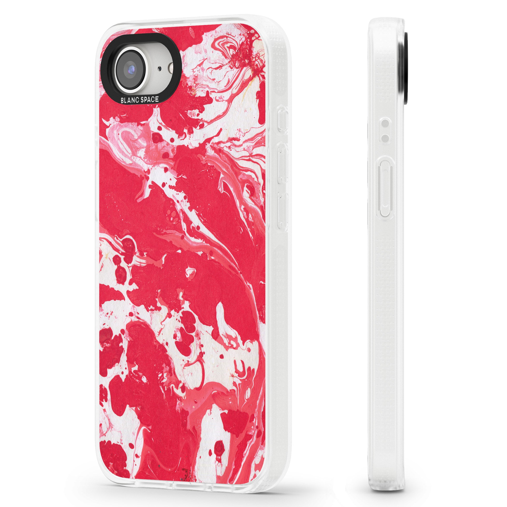 Red & White - Marbled Paper iPhone 16e Clear Case Impact Air - Blanc Space