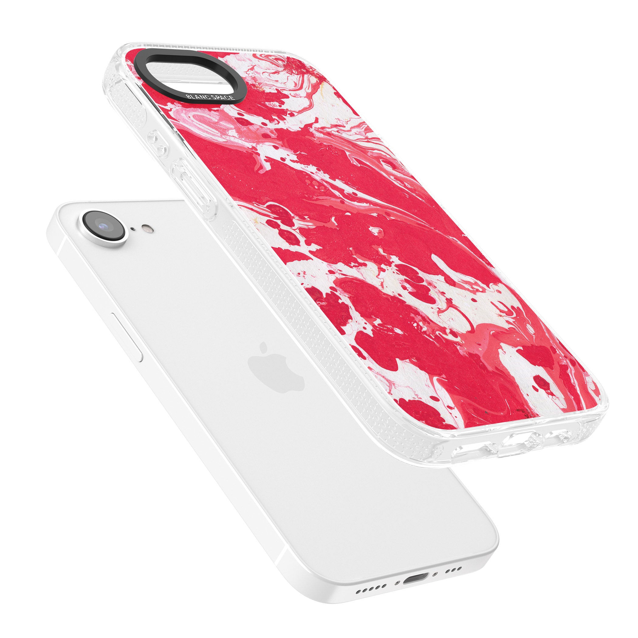 Red & White - Marbled Paper iPhone 16e Clear Case Impact Air - Blanc Space