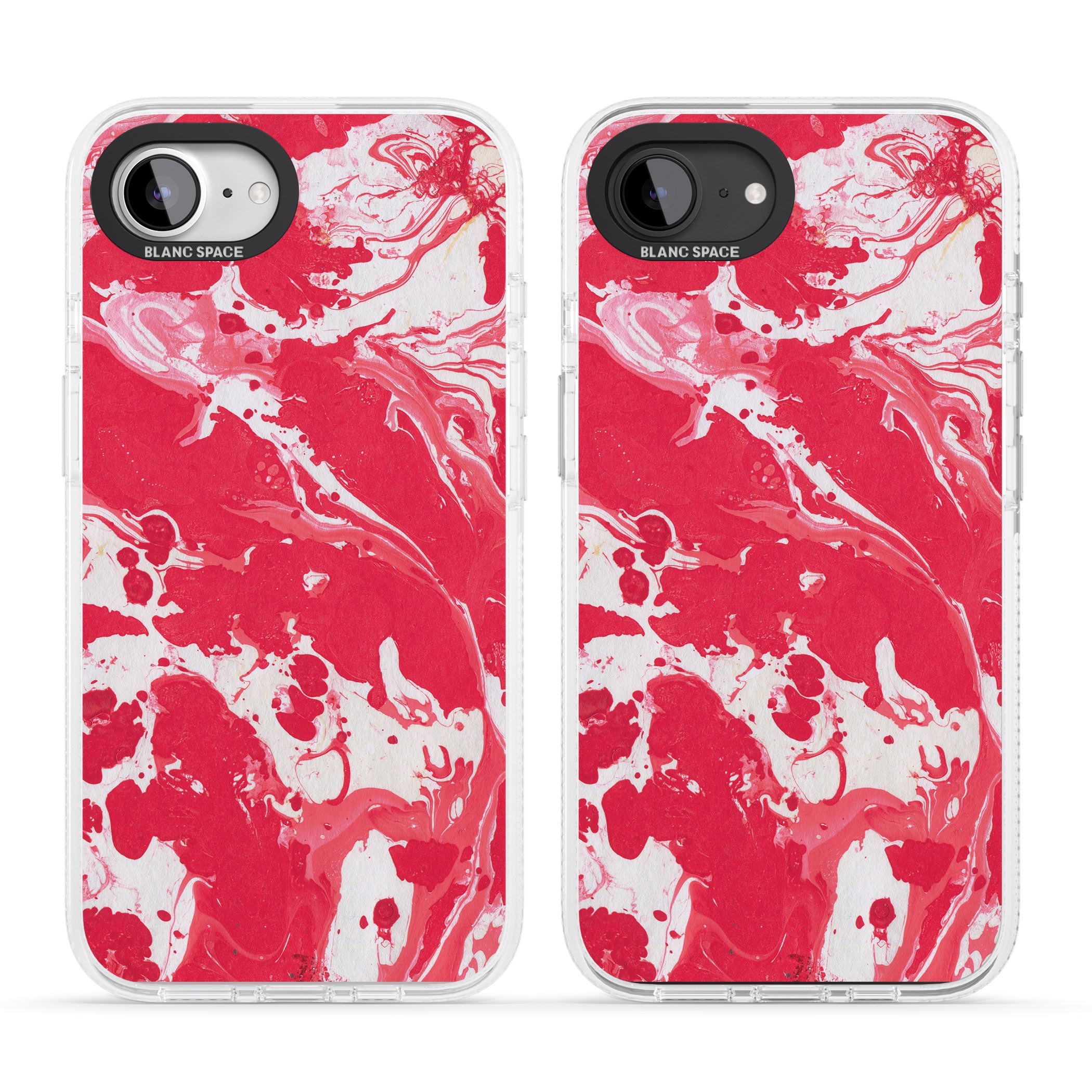Red & White - Marbled Paper iPhone 16e Clear Case Impact Air - Blanc Space