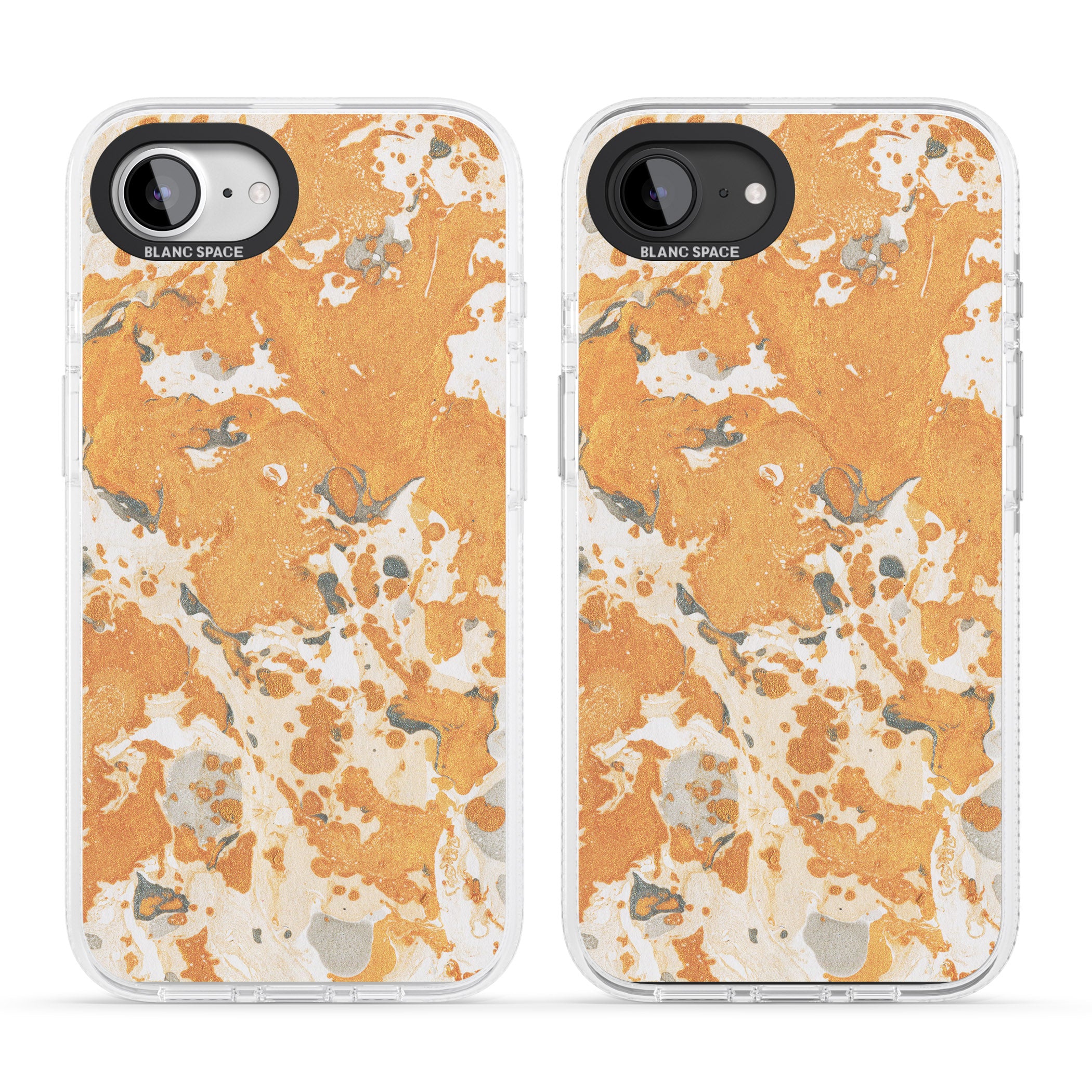 Orange Marbled Paper Pattern iPhone 16e Clear Case Impact Air - Blanc Space