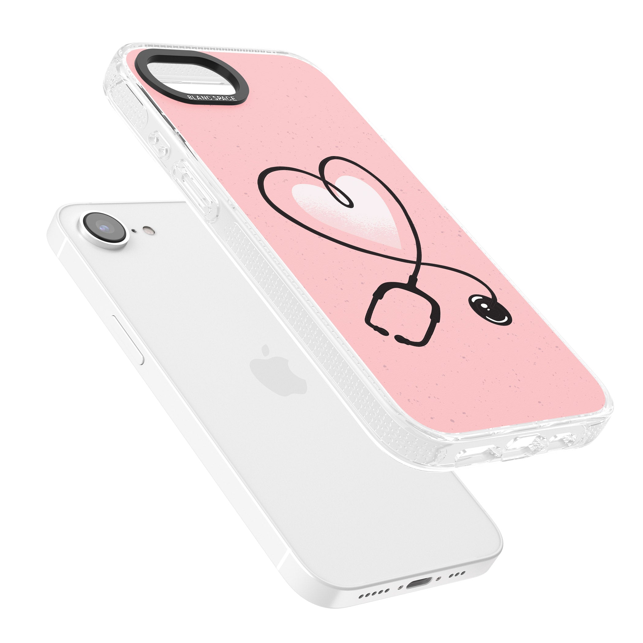 Medical Inspired Design Stethoscope Heart iPhone 16e Clear Case Impact Air - Blanc Space