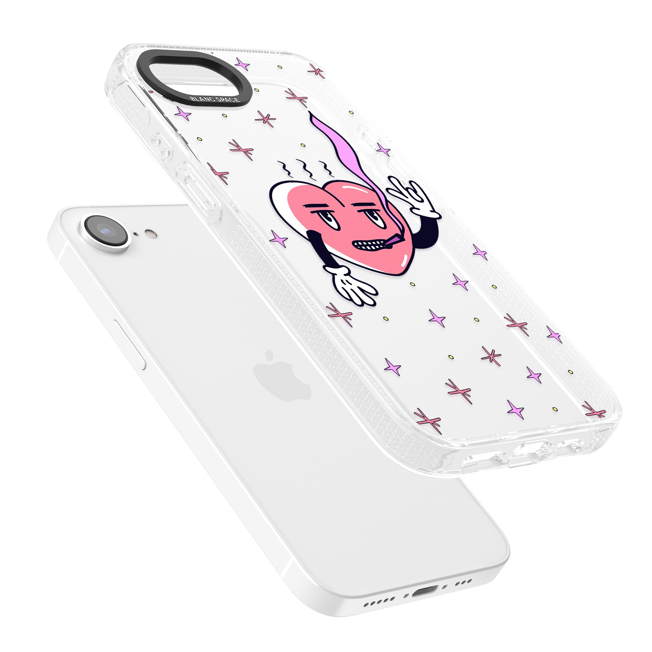 Rock n Roll Heart (Clear) iPhone 16e Clear Case Impact Air - Blanc Space