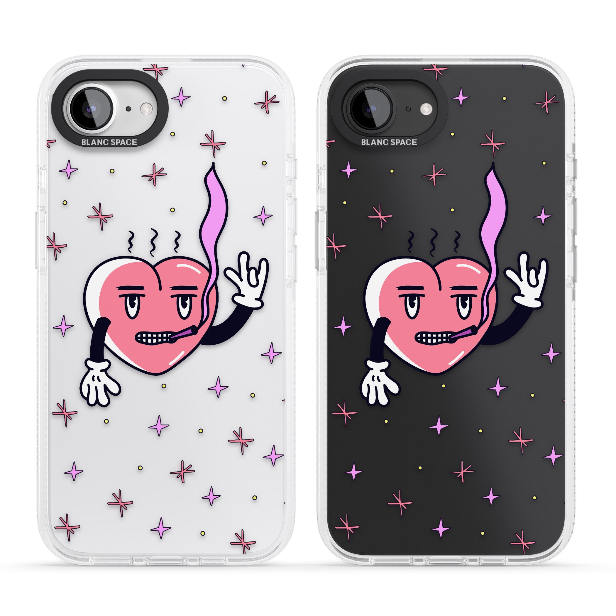 Rock n Roll Heart (Clear) iPhone 16e Clear Case Impact Air - Blanc Space