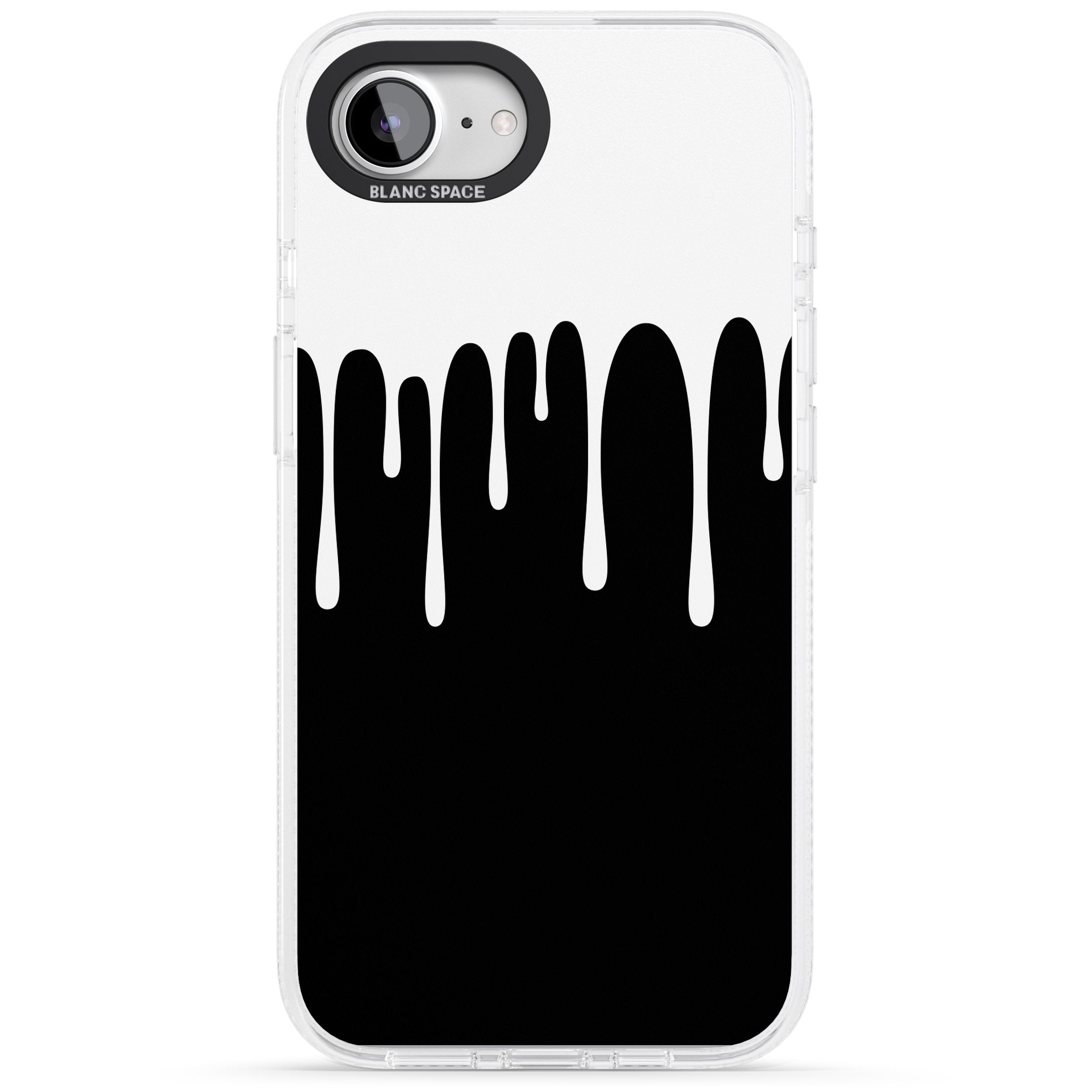 Melted Effect: White & Black iPhone 16e Clear Case Impact Air - Blanc Space