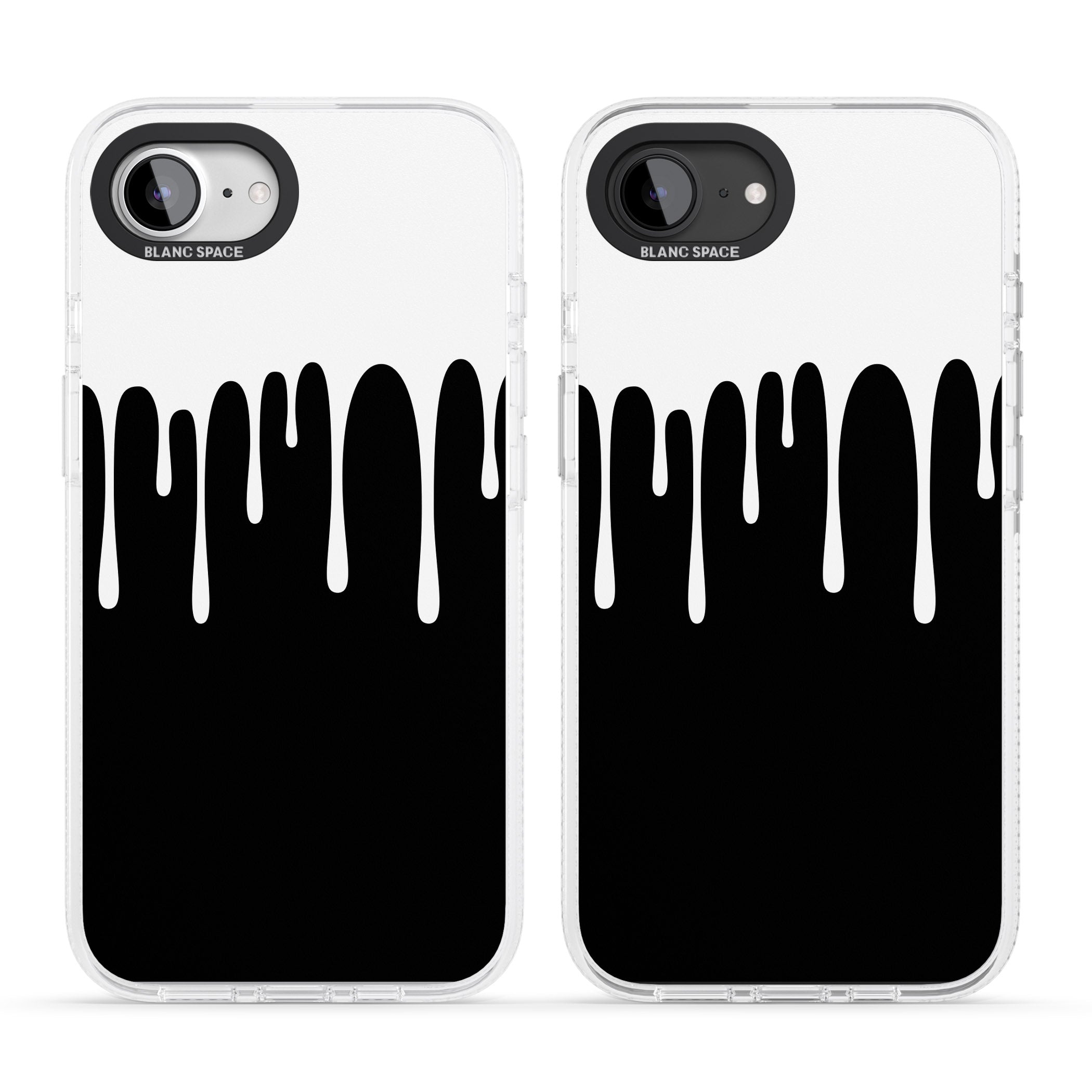 Melted Effect: White & Black iPhone 16e Clear Case Impact Air - Blanc Space