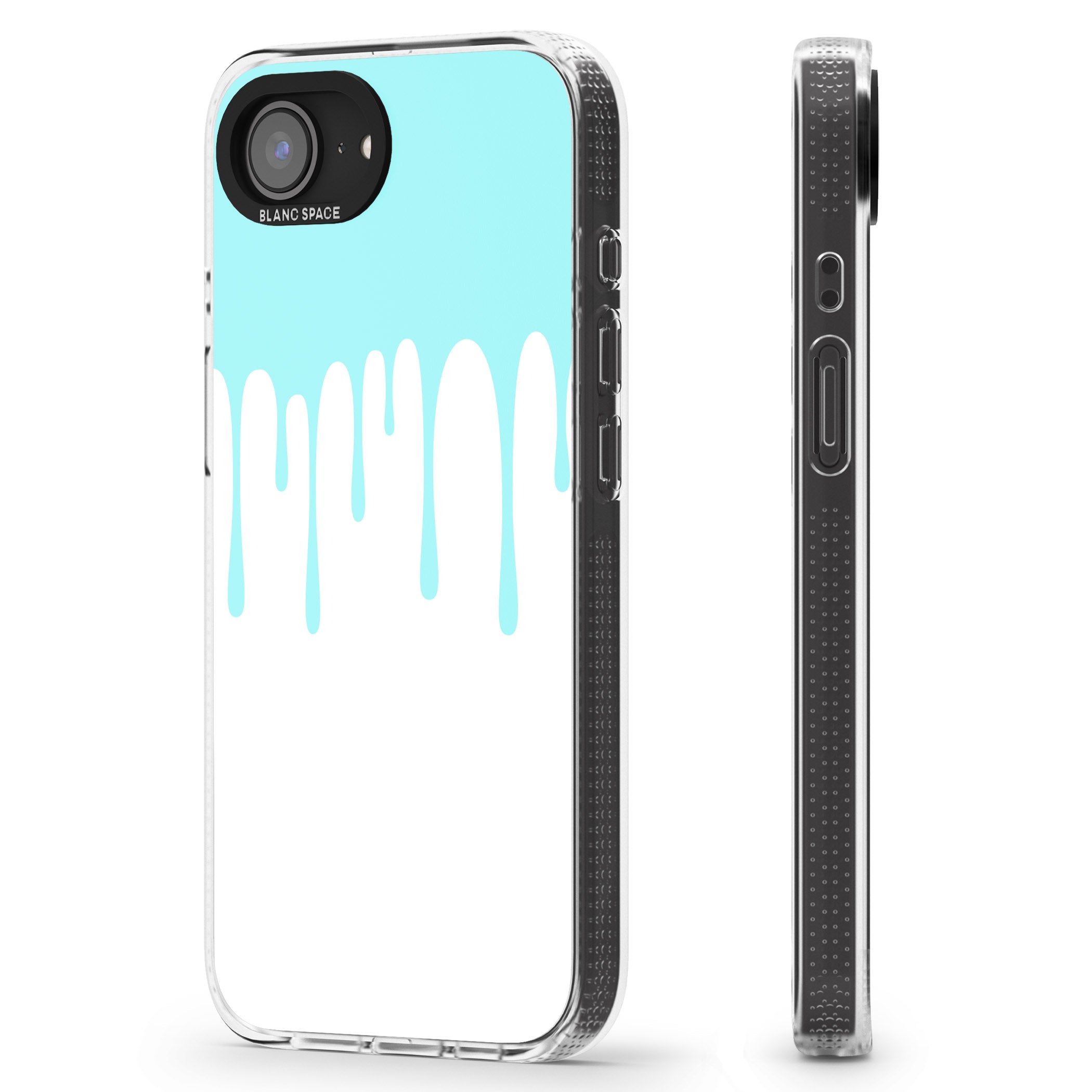 Melted Effect: Teal & White iPhone 16e Clear Case Impact Air - Blanc Space